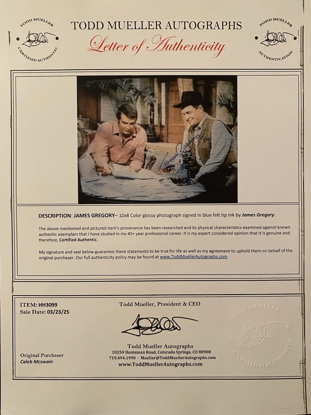 James Gregory — James Gregory Signed Autographed Photo With COA The Big Valley The Twilight Zone, изображение 4
