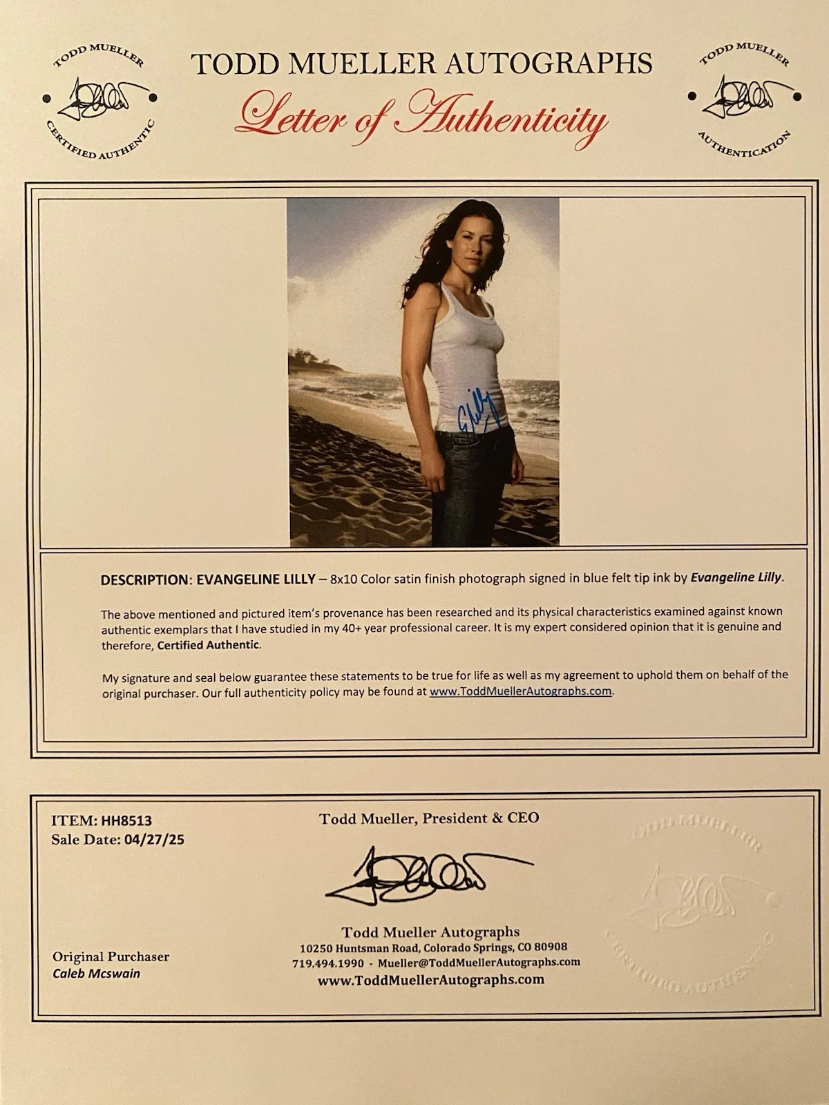 Evangeline Lilly — Evangeline Lilly Signed Autographed Photo With COA Lost Antman And The Wasp Etc, изображение 4
