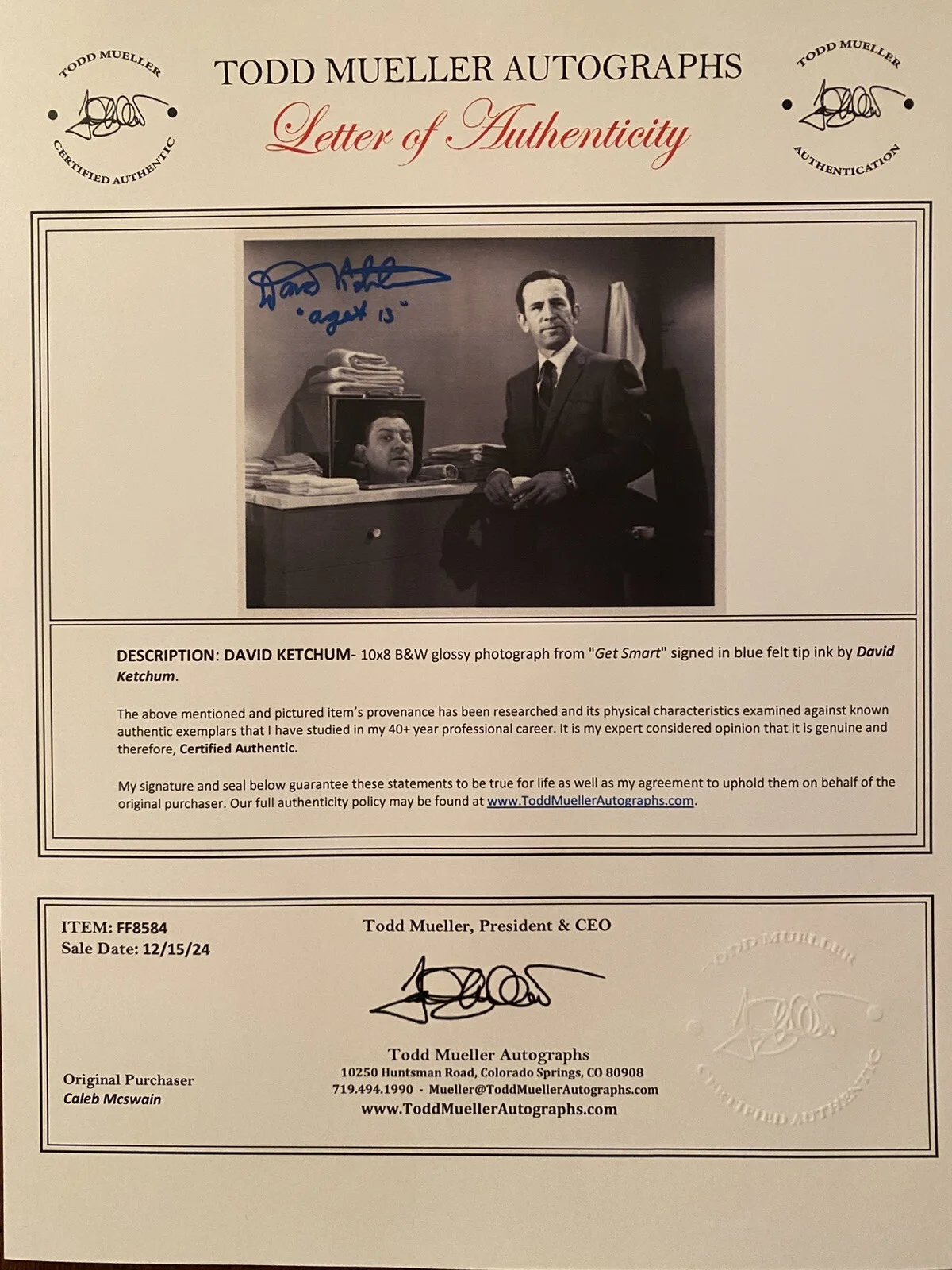 David Ketchum — David Ketchum Signed Autographed Photo With COA Get Smart Agent 13, image 3