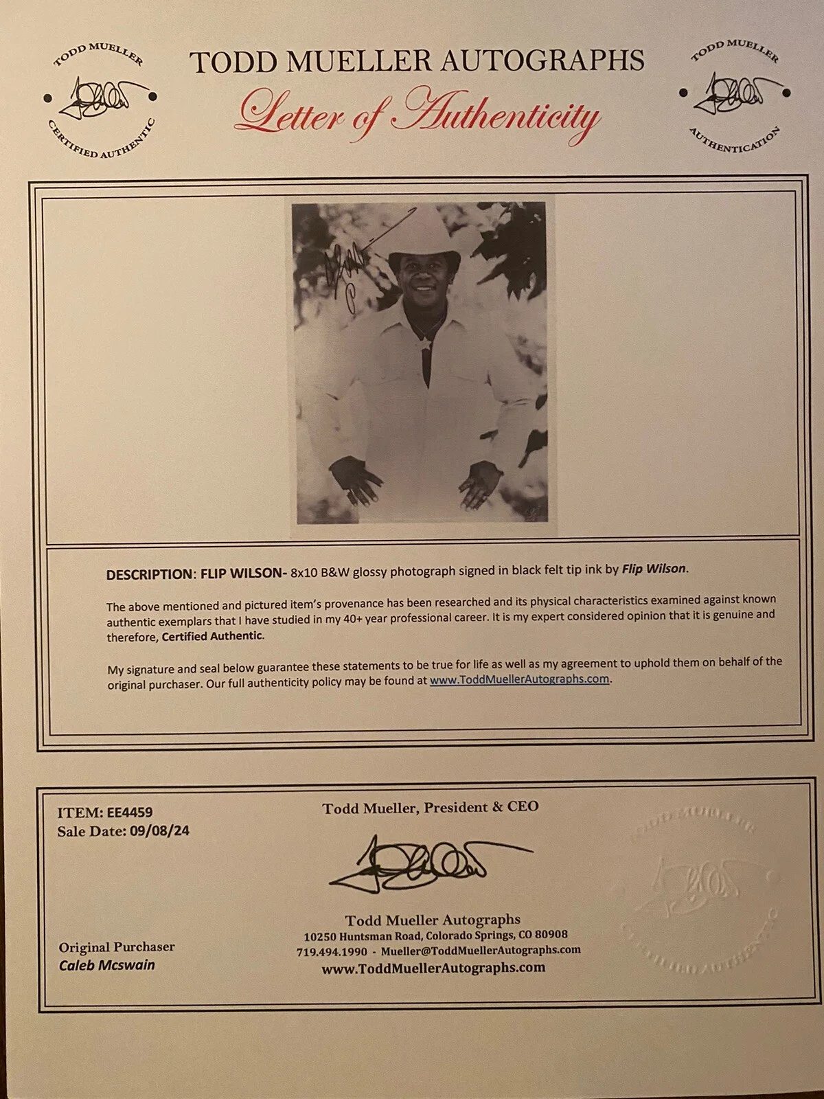 Flip Wilson — Flip Wilson Signed Autographed Photo With COA Flip Uptown Saturday Night Etc, image 3