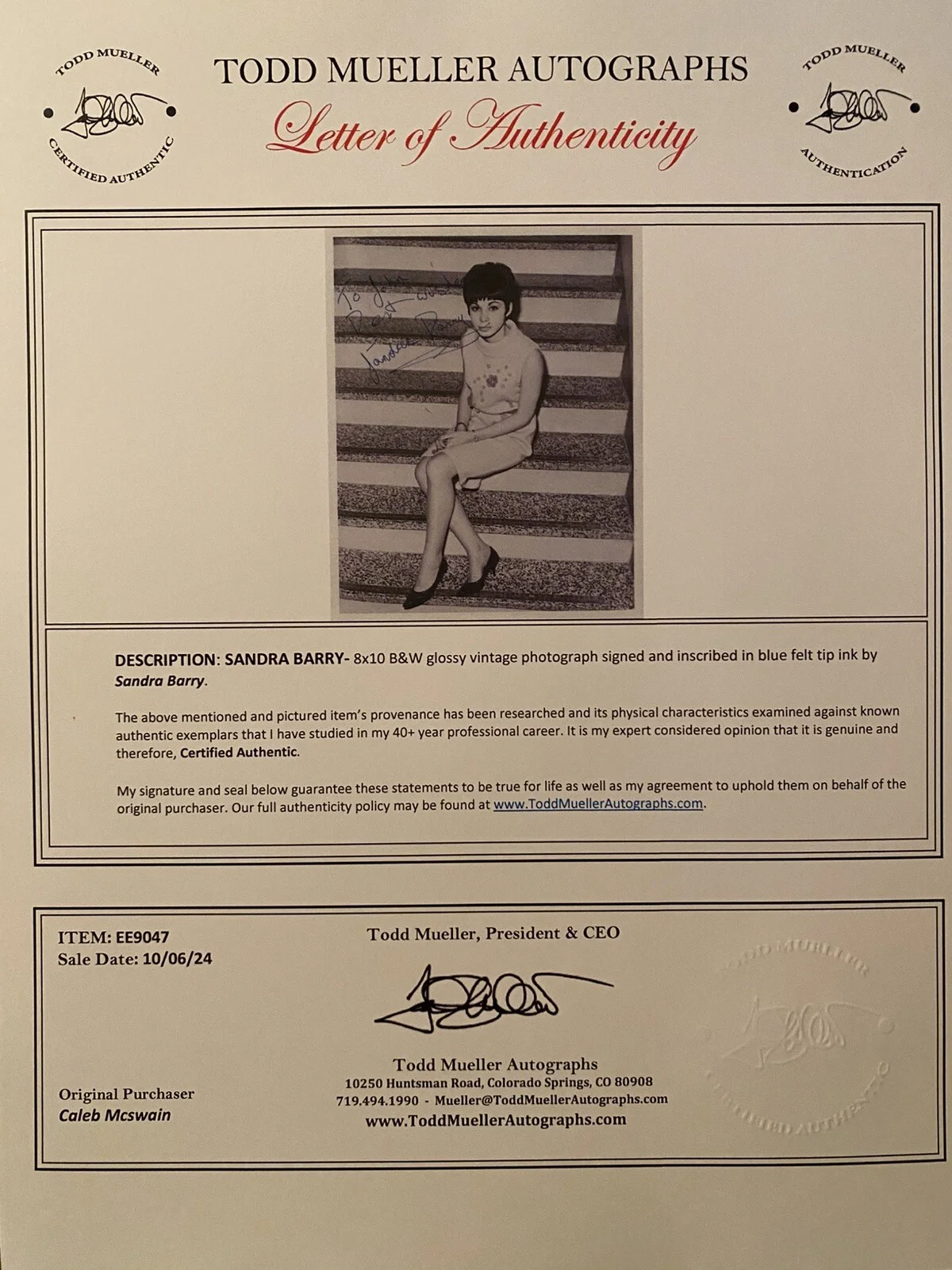 Sandra Barry — Sandra Barry Signed Autographed Photo With COA The Belles Of St Trinians Singer, изображение 3