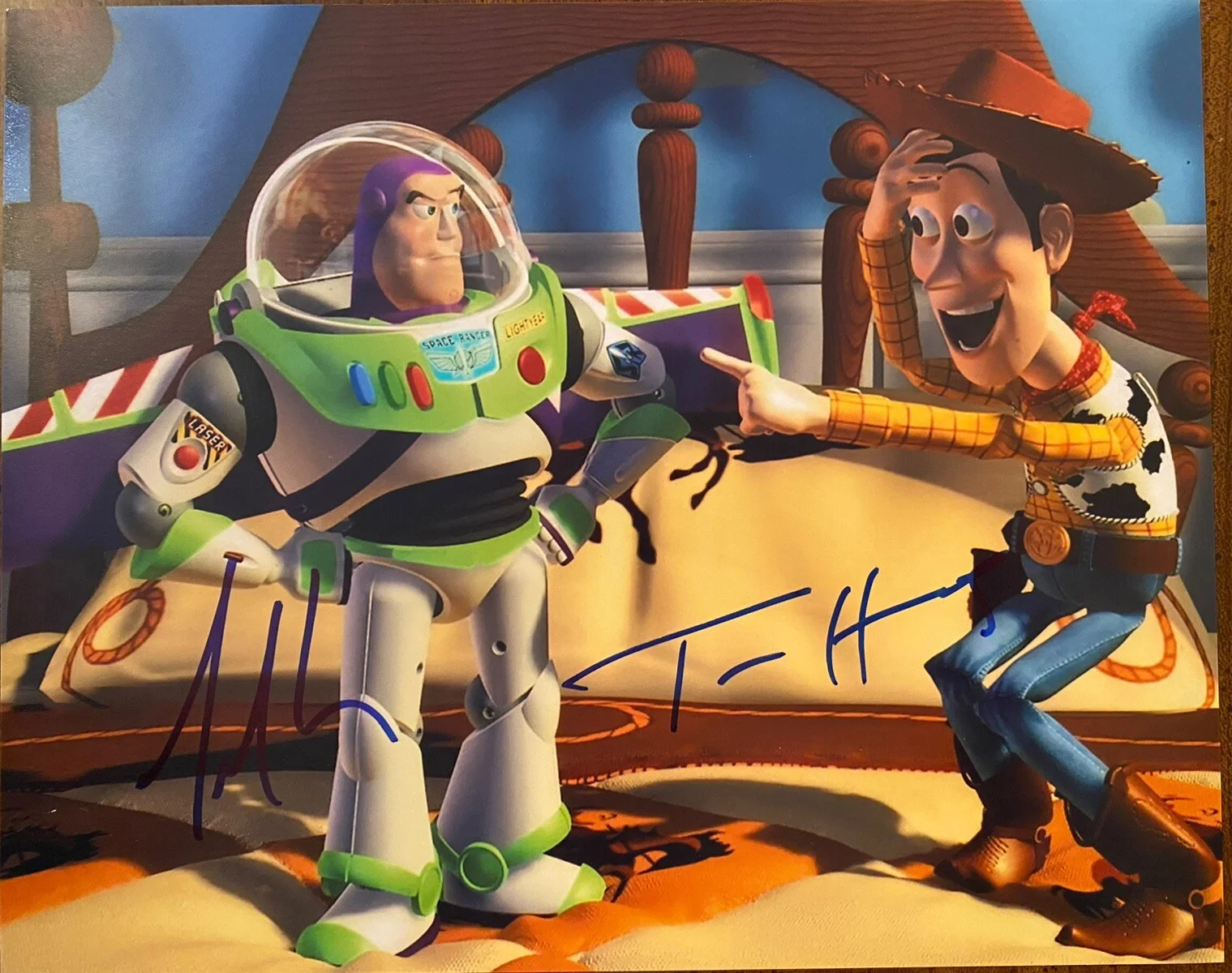 Tom Hanks, Tim Allen — Tom Hanks Tim Allen Signed Autographed Photo With COA Toy Story Buzz Woody Both