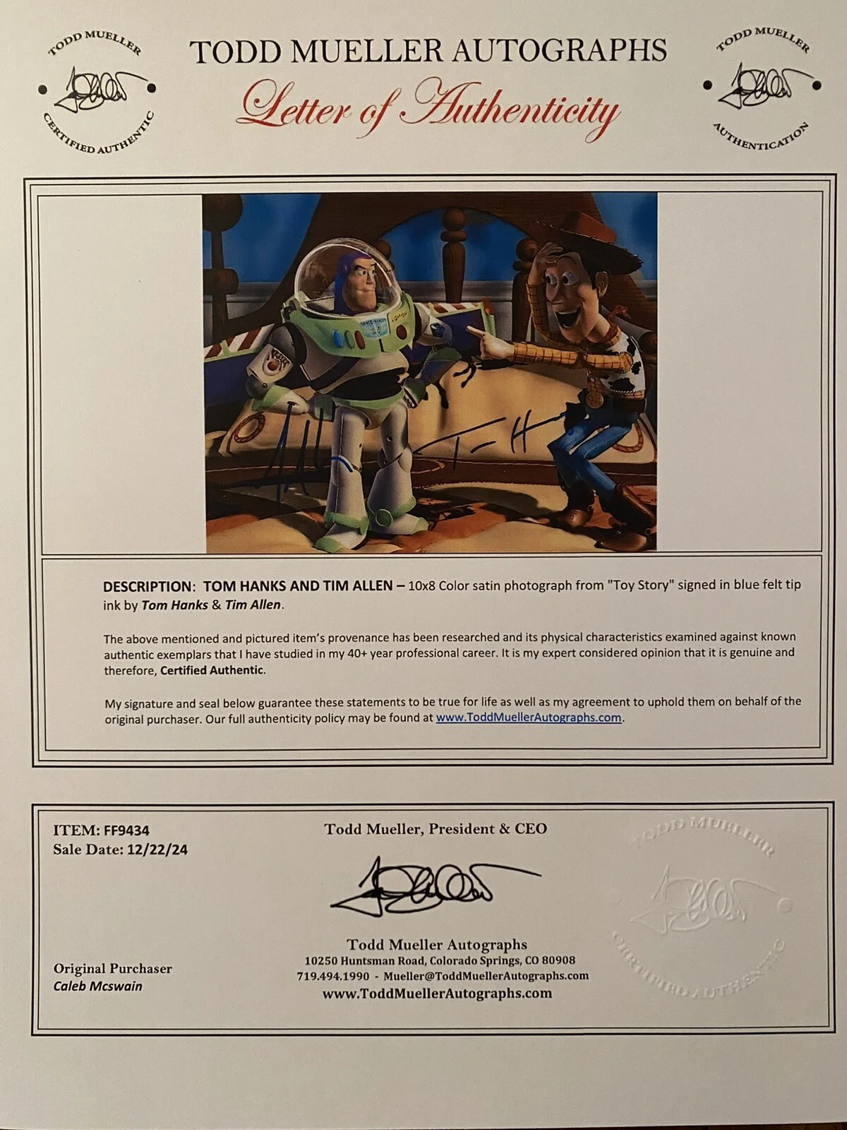 Tom Hanks, Tim Allen — Tom Hanks Tim Allen Signed Autographed Photo With COA Toy Story Buzz Woody Both, изображение 4