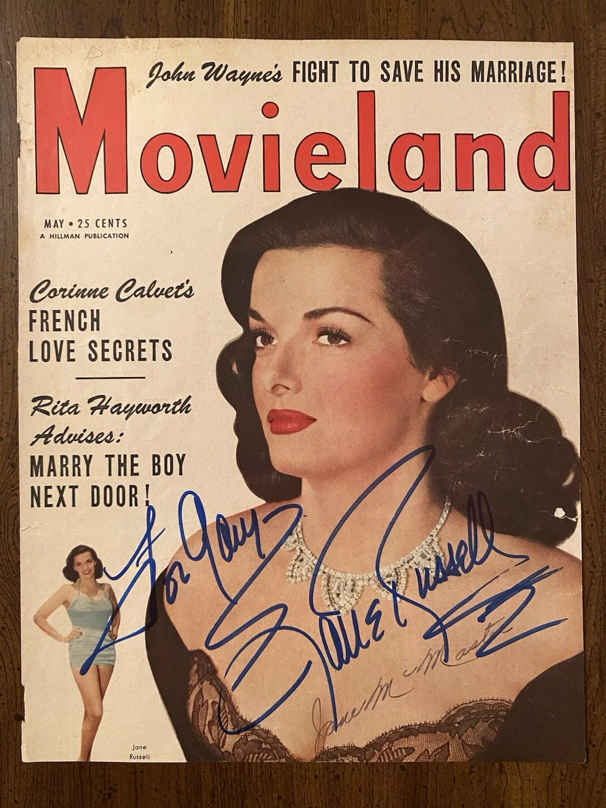 Jane Russell — Jane Russell Signed Autographed Movieland Magazine Cover With COA The Paleface