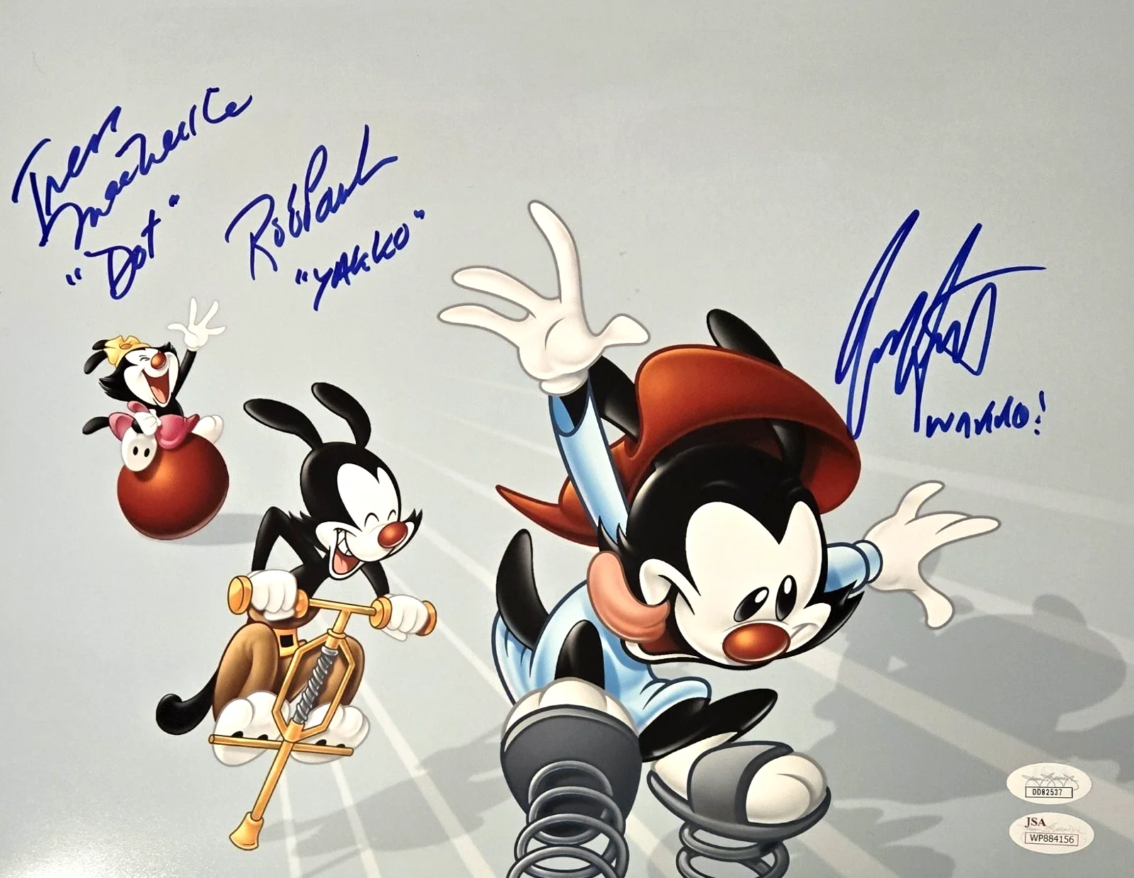 Rob Paulsen, Jess Harnell — Animaniacs Signed Photo Wakko Yakko Dot Harnell Paulsen MacNeille 11x14 JSA 156