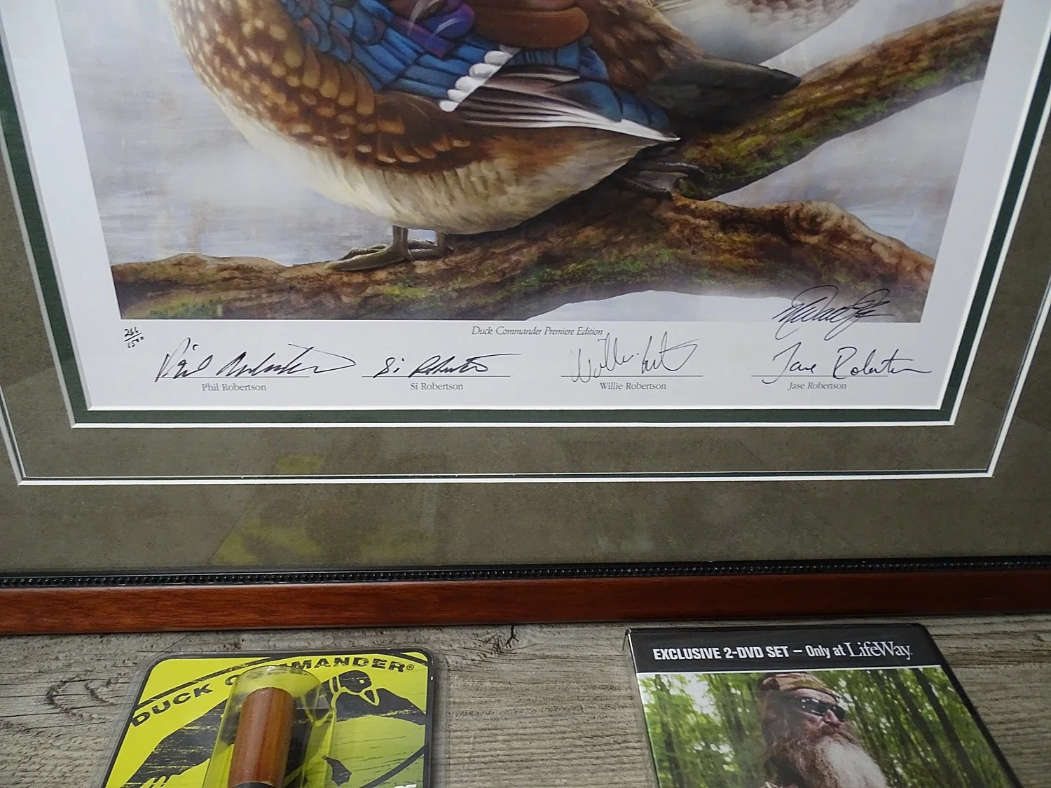 The Duck Commanders — Duck Commander Autographed Lithograph Phil Si Willie Jase Robertson + Duck Call,, image 2