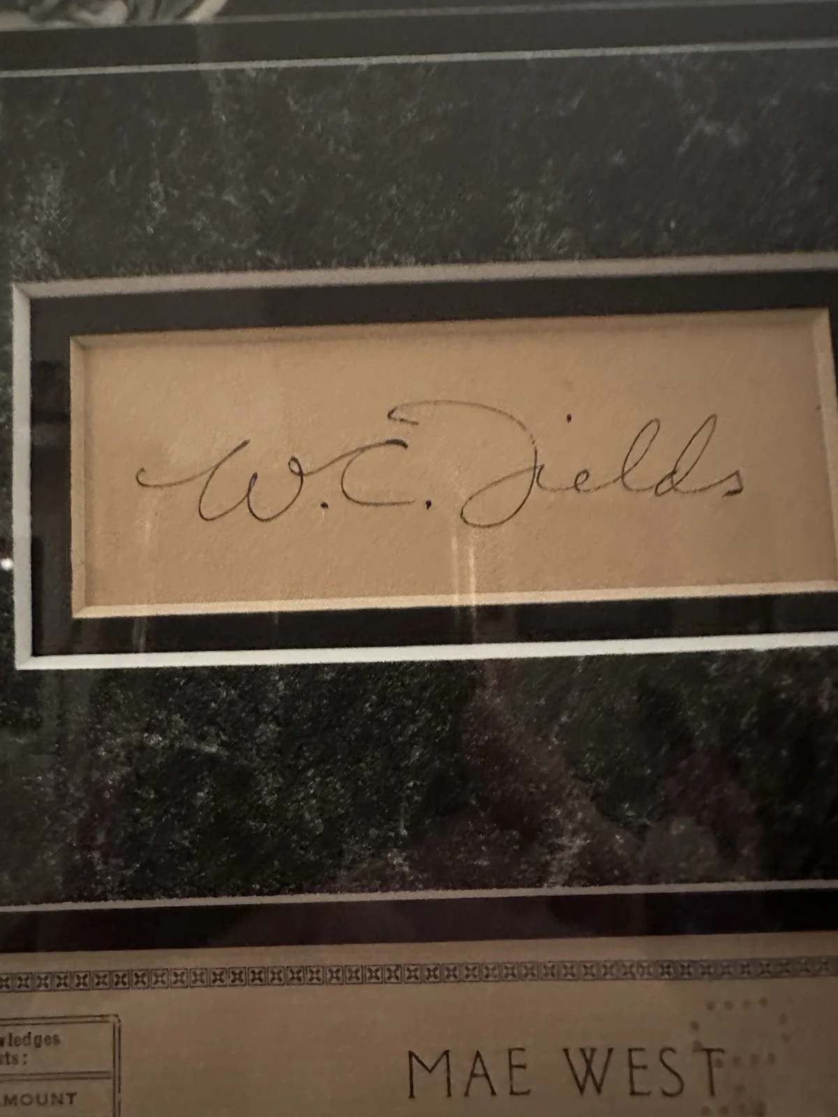 W.C. Fields and Mae West Signed Autographs, Framed., image 4