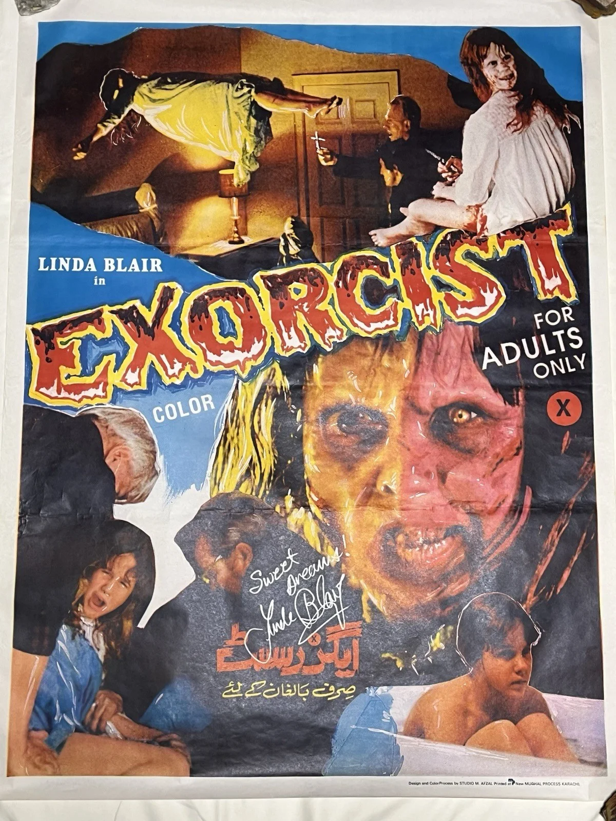 Linda Blair — Exorcist Movie Poster SIGNED BY LINDA BLAIR 40”x30” Original Vintage