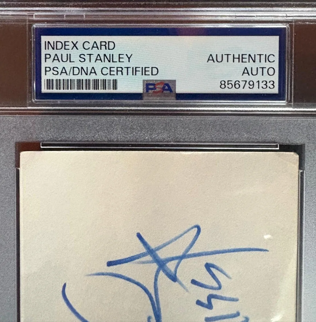 PAUL STANLEY SIGNED INDEX CARD PSA ENCAPSULATED ROCK KISS INSCRIPTION SIMMONS, изображение 2