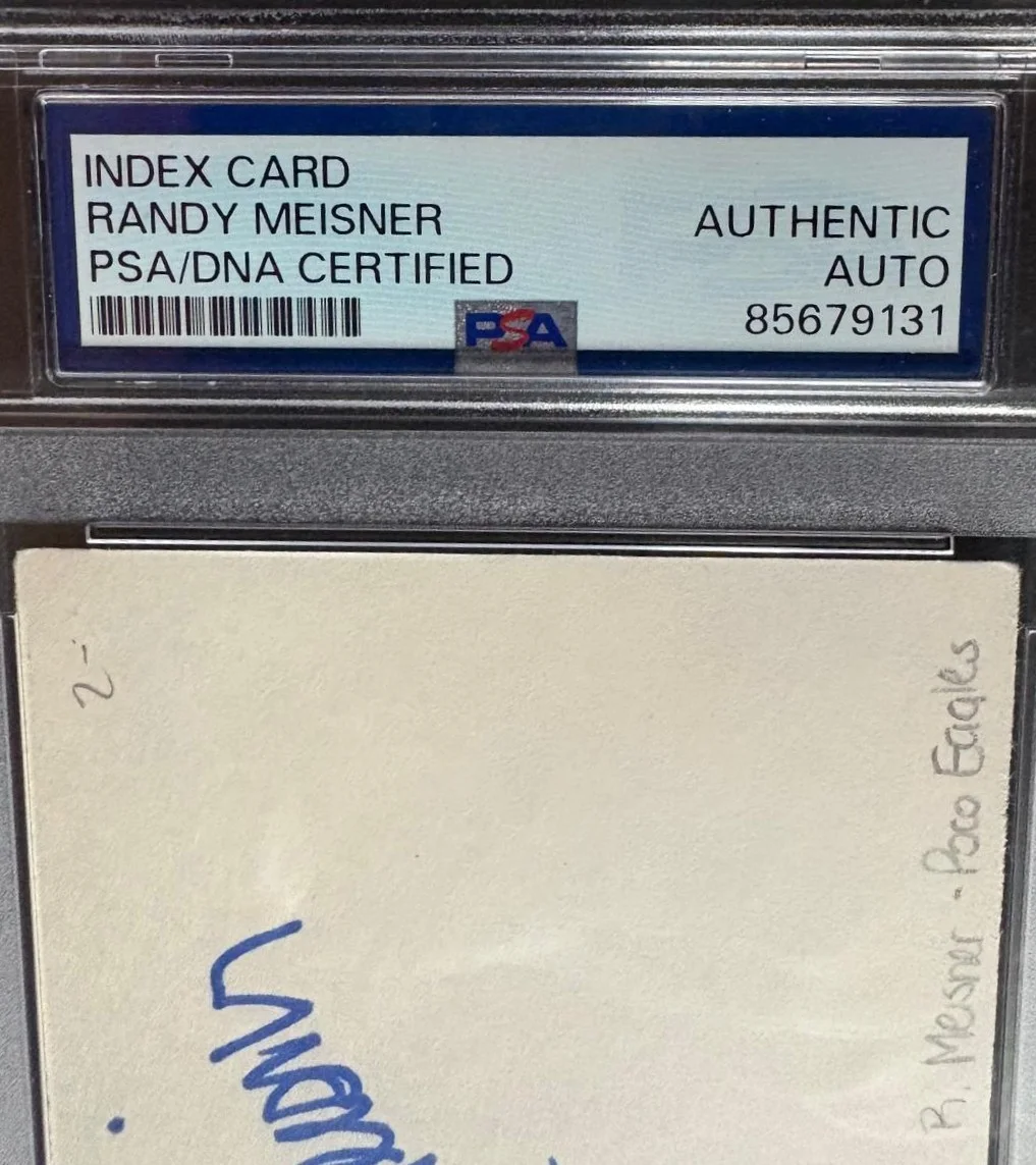Randy Meisner — RANDY MEISNER SIGNED INDEX CARD PSA ENCAPSULATED EAGLES TAKE IT TO THE LIMIT, image 2
