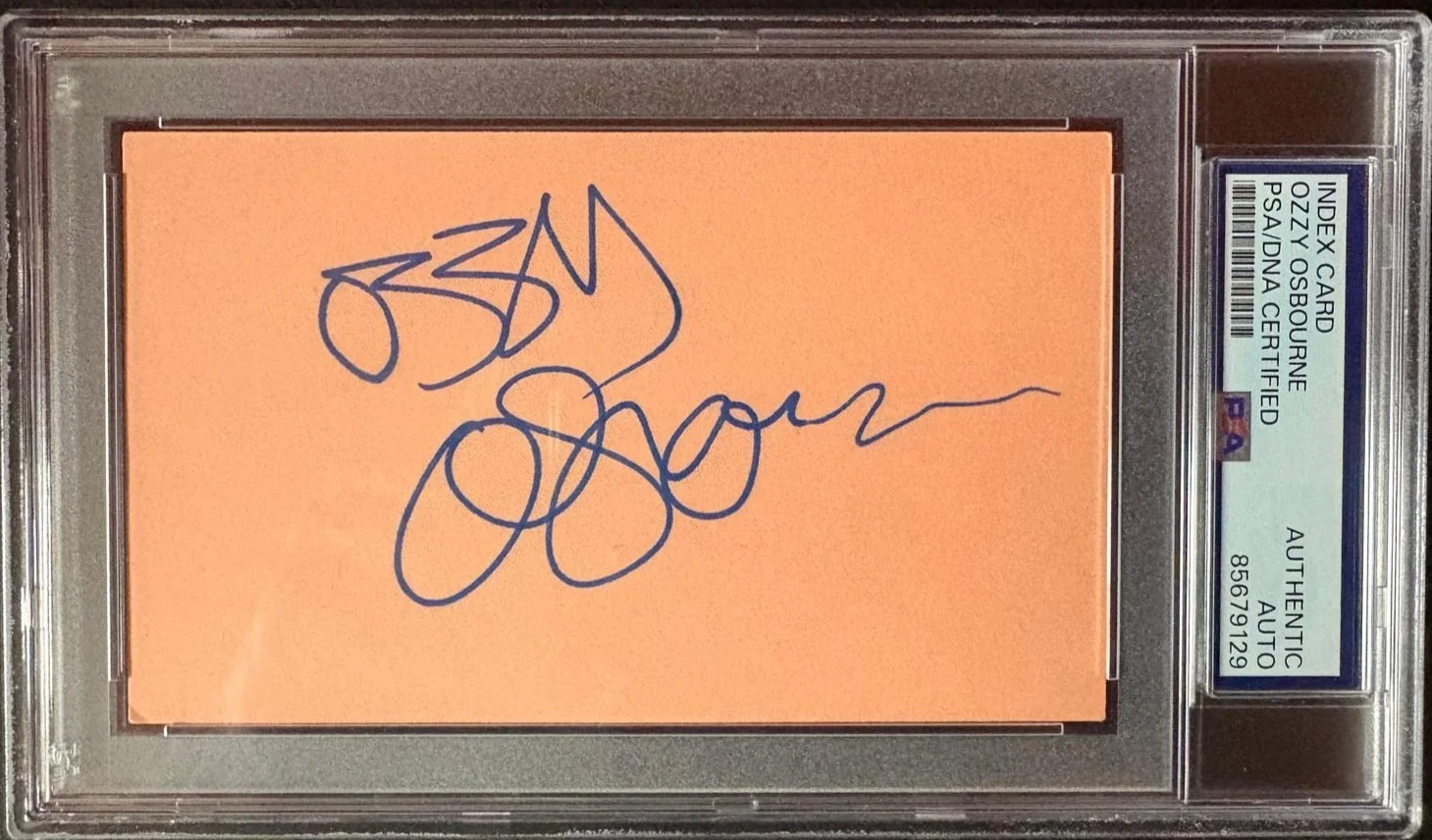 Ozzy Osbourne — OZZY OSBOURNE SIGNED INDEX CARD PSA ENCAPSULATED METAL BLACK SABBATH VINTAGE
