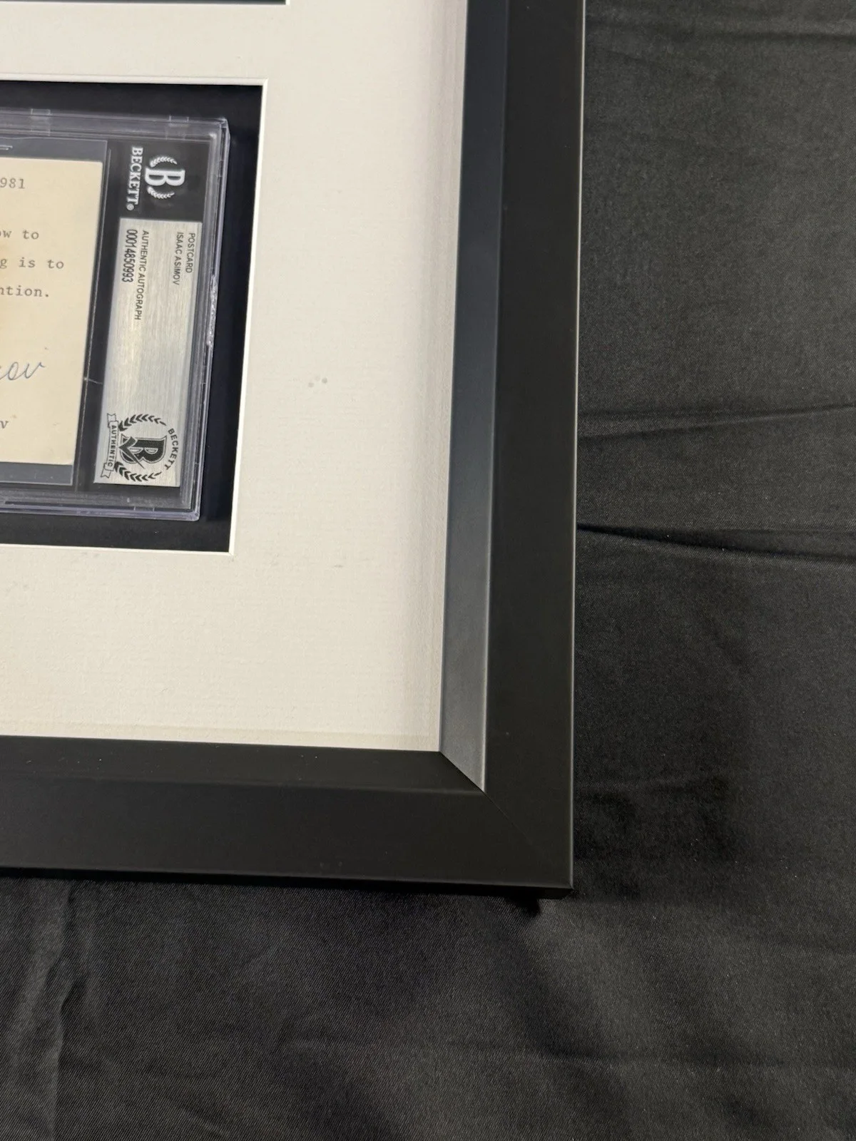 Isaac Asimov Signed Post Card and Picture Framed Beckett COA, image 5