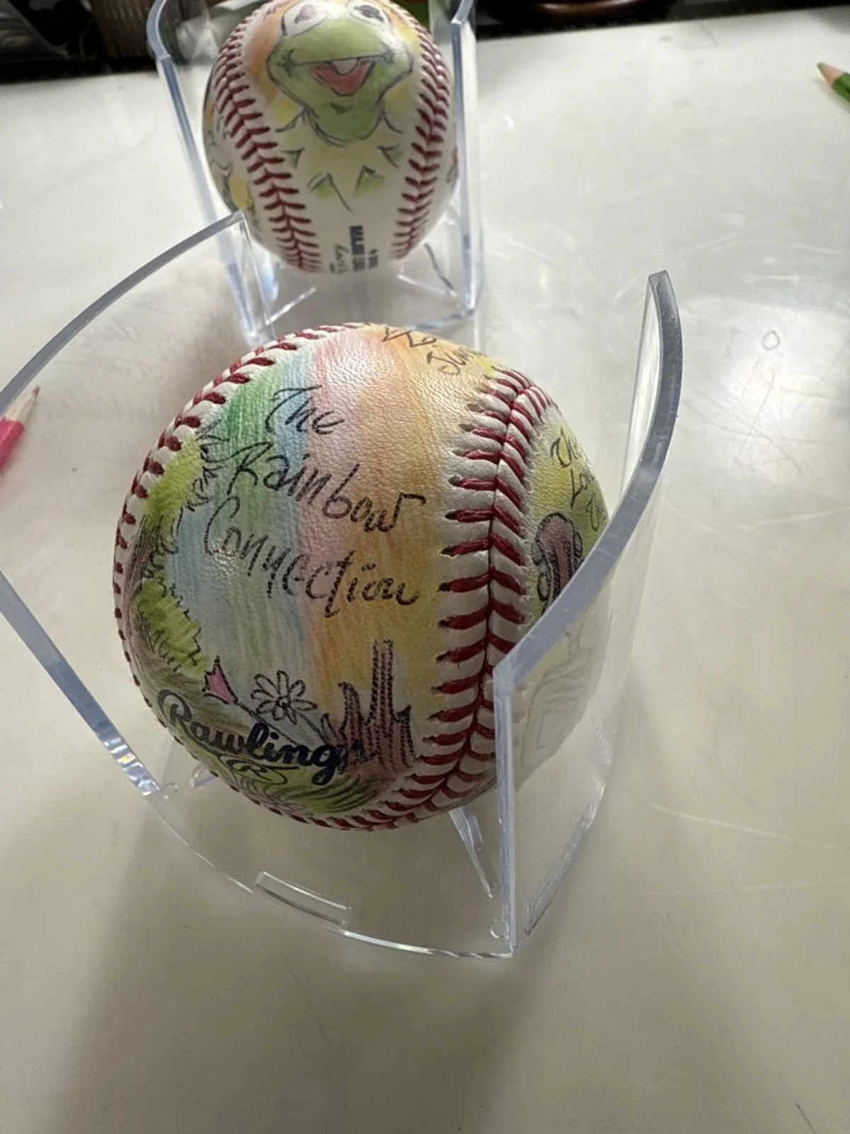 Guy Gilchrist — Guy Gilchrist, Kermit Muppets Signed "Rainbow Connection" ROMLB Baseball, image 5