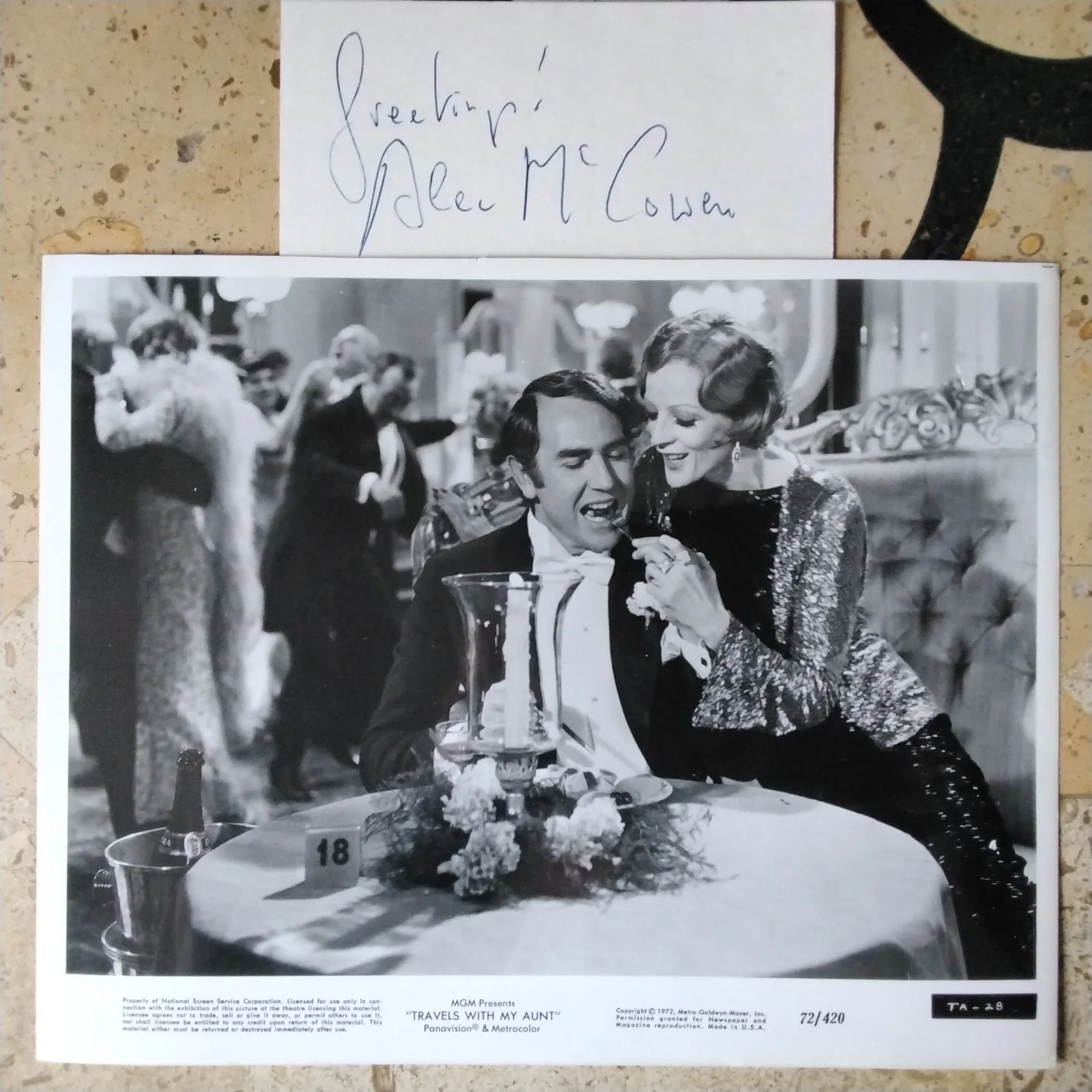 Alec McCowen SIGNED Card Photo Movie Actor Travels With My Aunt Frenzy Cleopatra, изображение 2