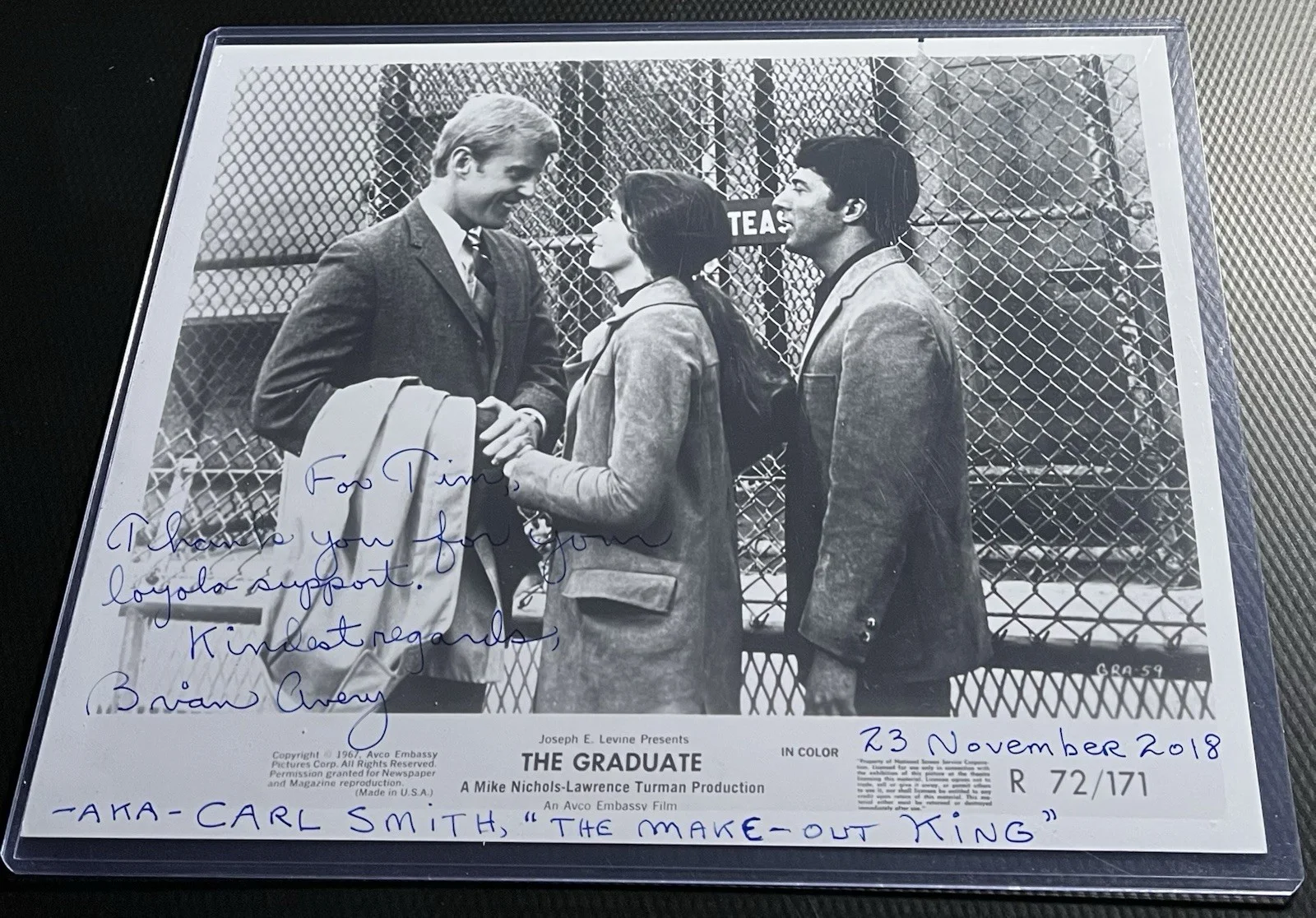 Carl Smith — The Graduate Signed Wire Photo Brian Avery aka Carl Smith w/ COA & Top Load /171, изображение 2