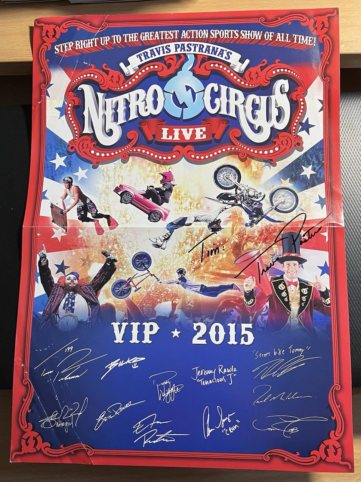 Travis Pastrana Signed 16x20 Nitro Circus Live Poster w/ Top Loader & COA, image 3