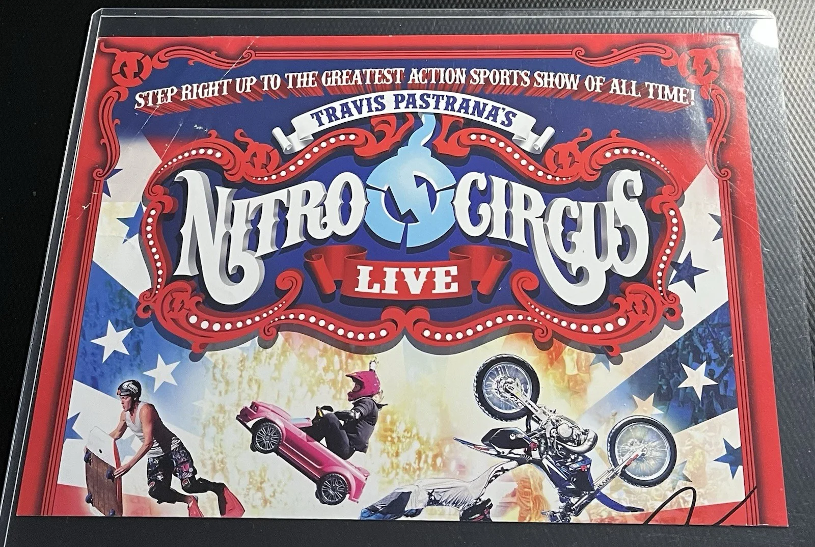 Travis Pastrana Signed 16x20 Nitro Circus Live Poster w/ Top Loader & COA, image 4