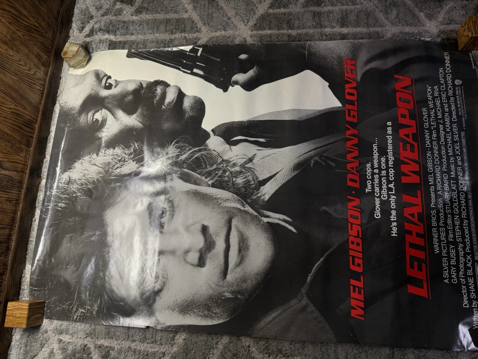 Mel Gibson, Danny Glover — Mel Gibson and Danny Glover Origina27x40 "Lethal Weapon" Poster 1987, изображение 3