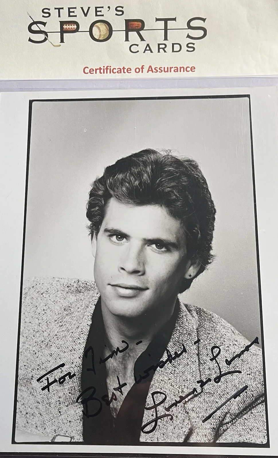 Lorenzo Lamas — Lorenzo Lamas Actor Signed 8x10 Black & White Photograph w/ COA & Top Loader