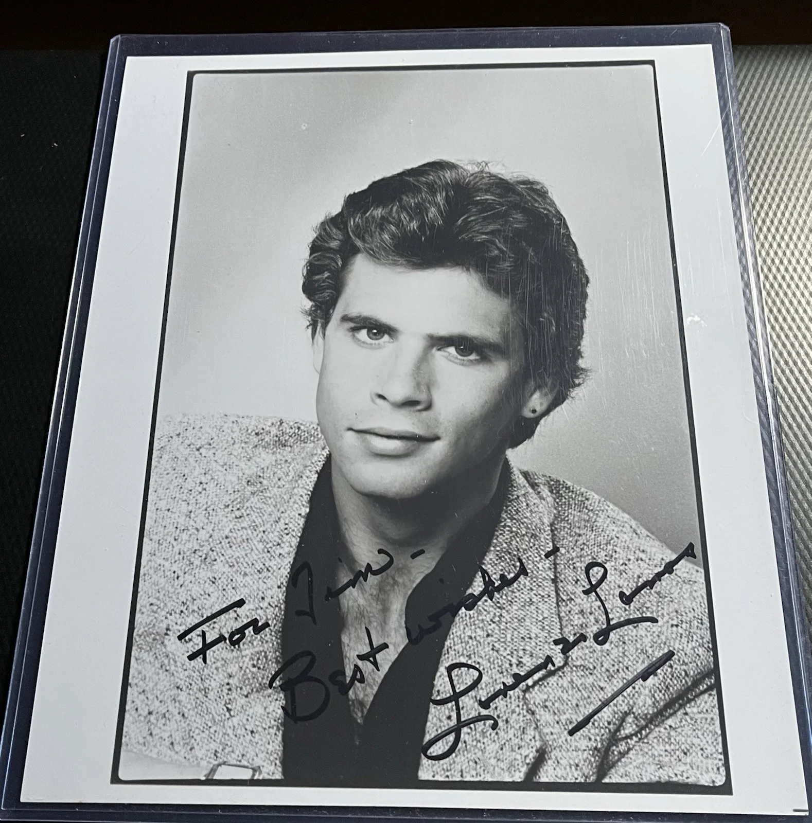Lorenzo Lamas — Lorenzo Lamas Actor Signed 8x10 Black & White Photograph w/ COA & Top Loader, изображение 2