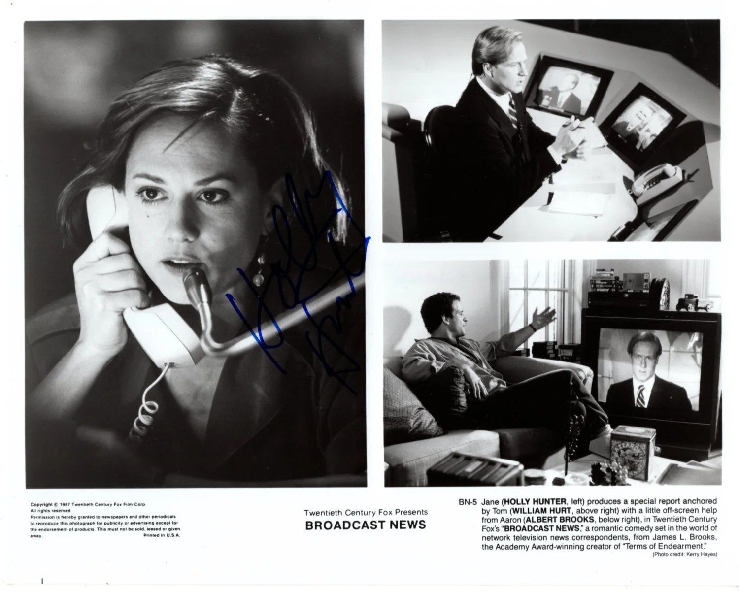 Holly Hunter — HOLLY HUNTER signed autographed 8x10 BROADCAST NEWS JANE press photo