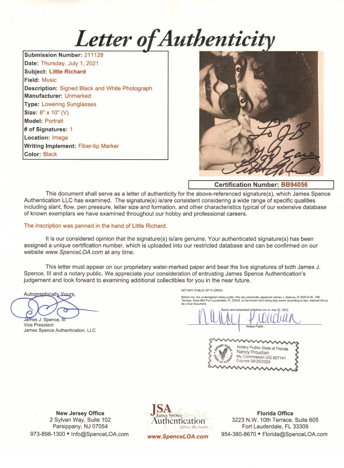 Little Richard Signed Vintage 8x10 B&W Music Photo- JSA Authentication, изображение 4