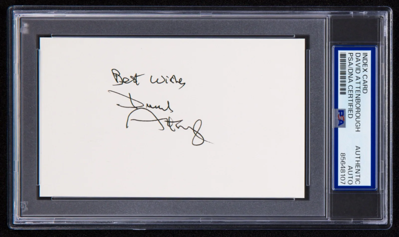 David Attenborough — David Attenborough Signed Index Card (PSA) Plant Earth Documentary Narrator Auto