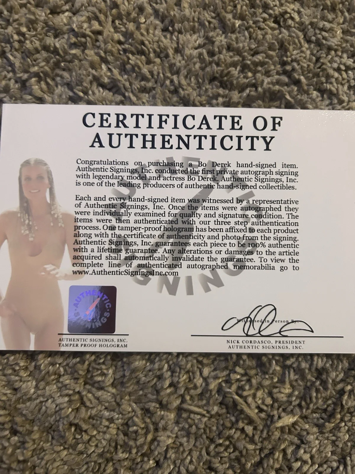Bo Derek — Bo Derek Signed Authentic Autographed 11x14 Photo AUTHENTIC SIGNINGS, image 4