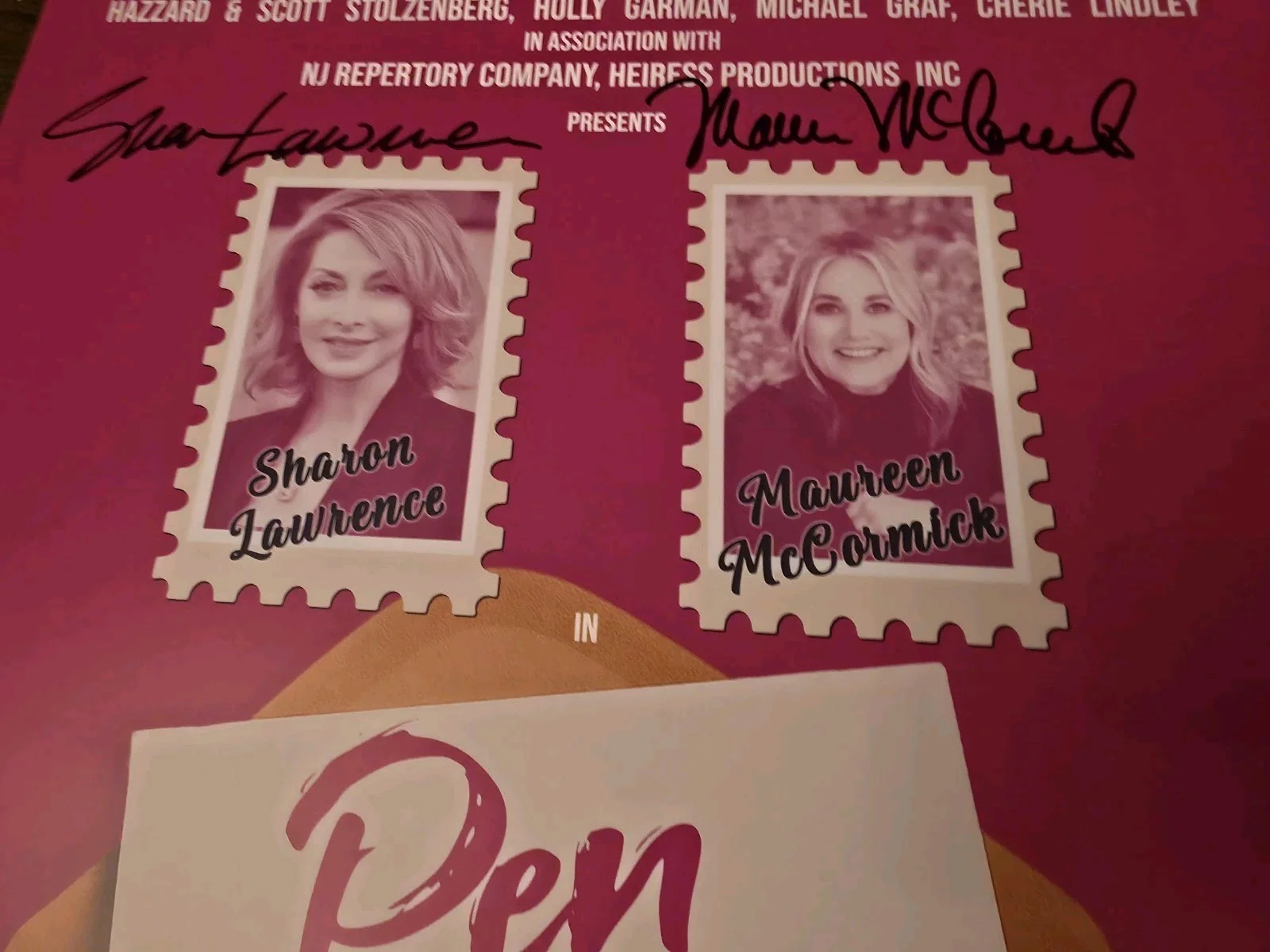 Pen Pals Broadway Poster Autographed Maureen McCormick & Sharon Lawrence & Tote, image 2