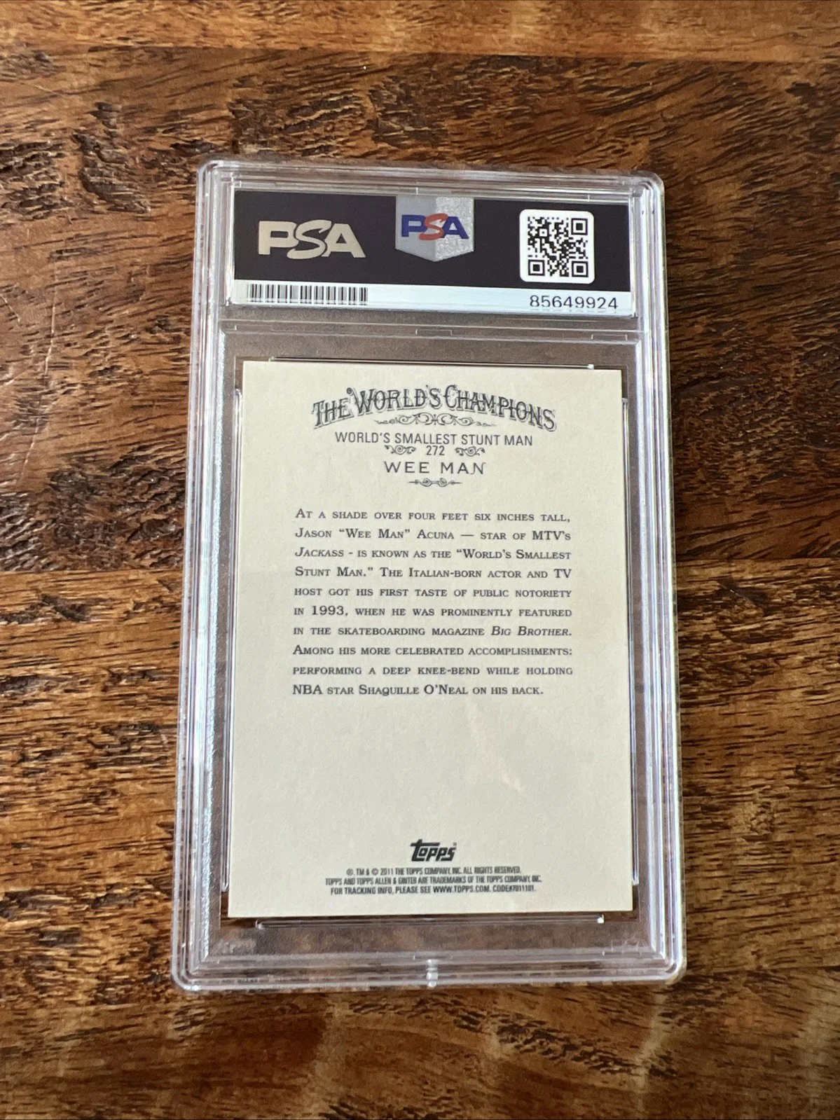 Wee Man — Wee Man IP Signed Allen & Ginter Card PSA DNA Coa Slab Autographed Jason Acuna, изображение 2