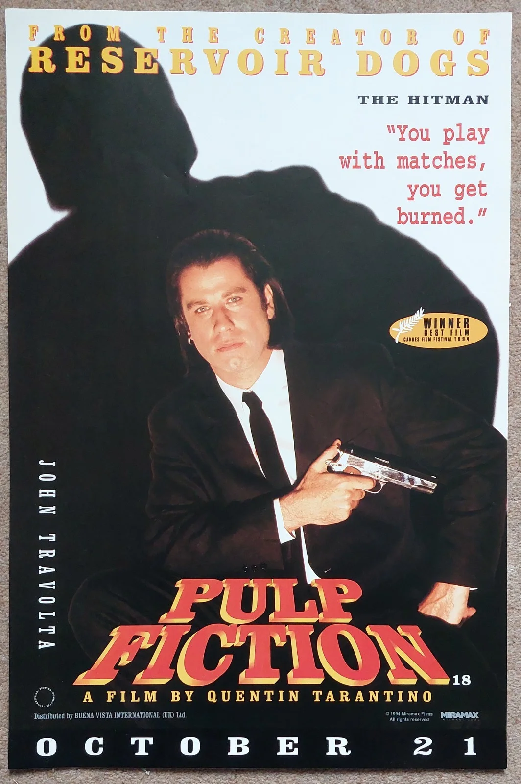 Pulp Fiction 4 x Original Advance Unfolded Posters Complete Set 13 ¼ x 20 inches, image 2