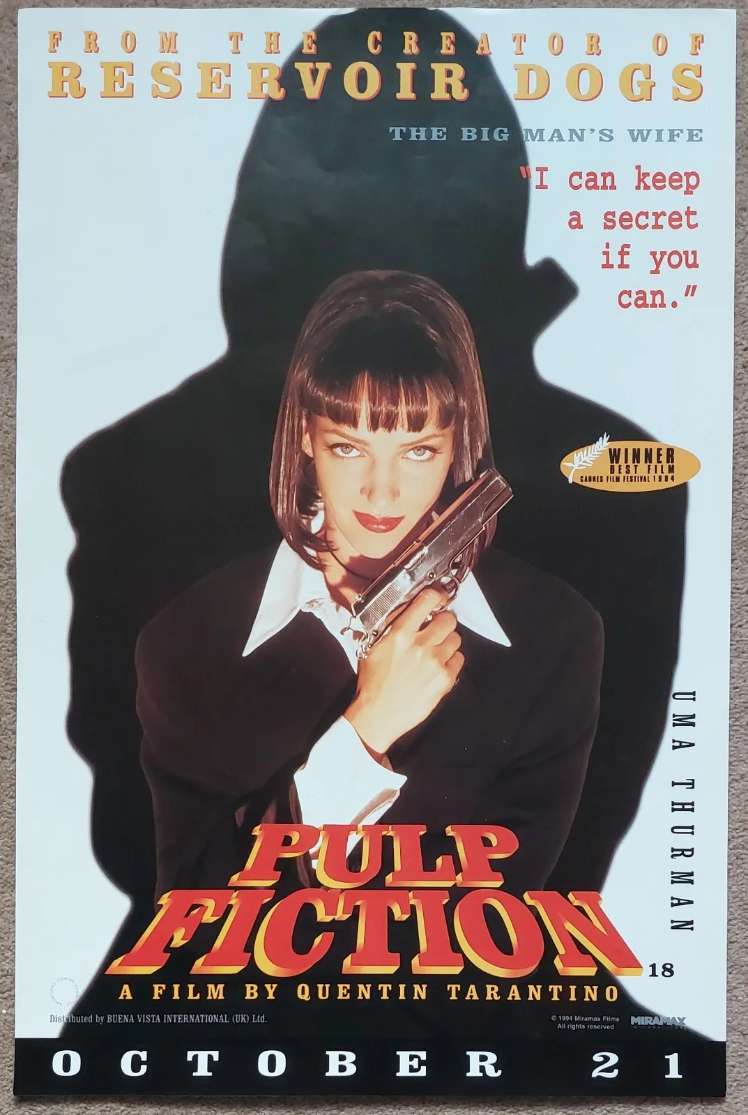 Pulp Fiction 4 x Original Advance Unfolded Posters Complete Set 13 ¼ x 20 inches, image 5