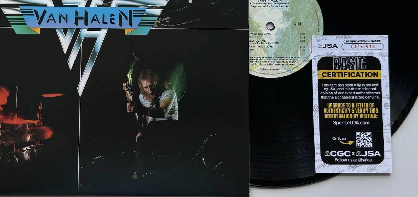 DAVID LEE ROTH VAN HALEN HAND SIGNED AUTOGRAPH VINYL ALBUM LP WITH JSA COA., изображение 3