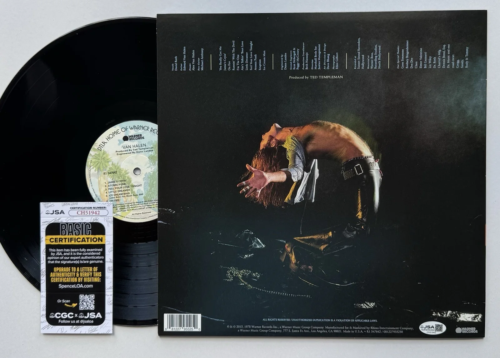DAVID LEE ROTH VAN HALEN HAND SIGNED AUTOGRAPH VINYL ALBUM LP WITH JSA COA., изображение 4