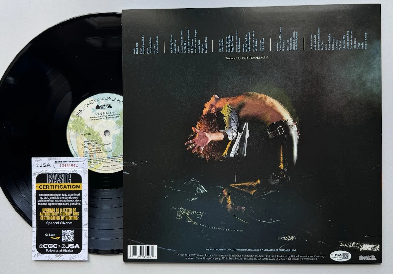DAVID LEE ROTH VAN HALEN HAND SIGNED AUTOGRAPH VINYL ALBUM LP WITH JSA COA., изображение 5