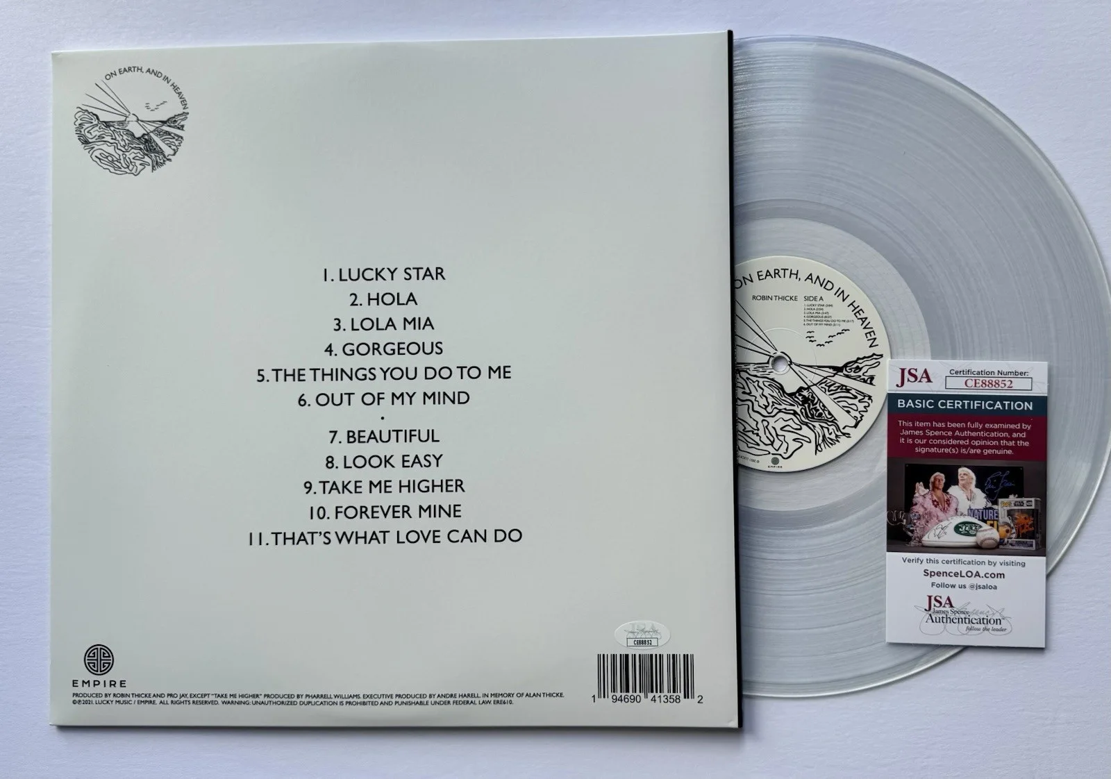 ROBIN THICKE SIGNED AUTOGRAPHED 'ON EARTH & IN HEAVEN' VINYL ALBUM LP +JSA COA, image 3