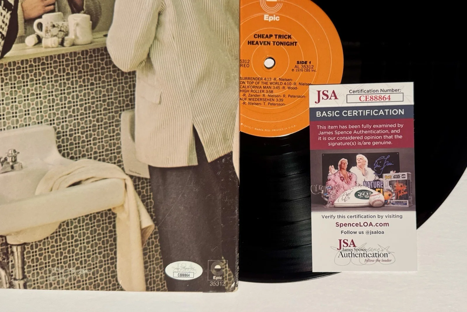 CHEAP TRICK ROBIN, RICK & TOM SIGNED AUTOGRAPHED VINYL ALBUM LP +JSA COA, изображение 5