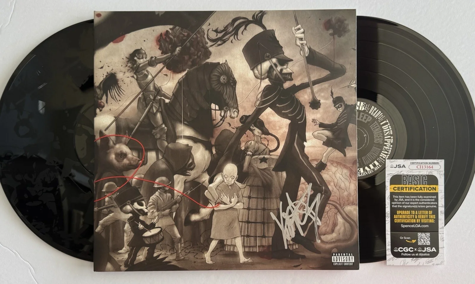 FRANK IERO SIGNED AUTOGRAPHED "THE BLACK PARADE" VINYL ALBUM LP +JSA COA., image 2