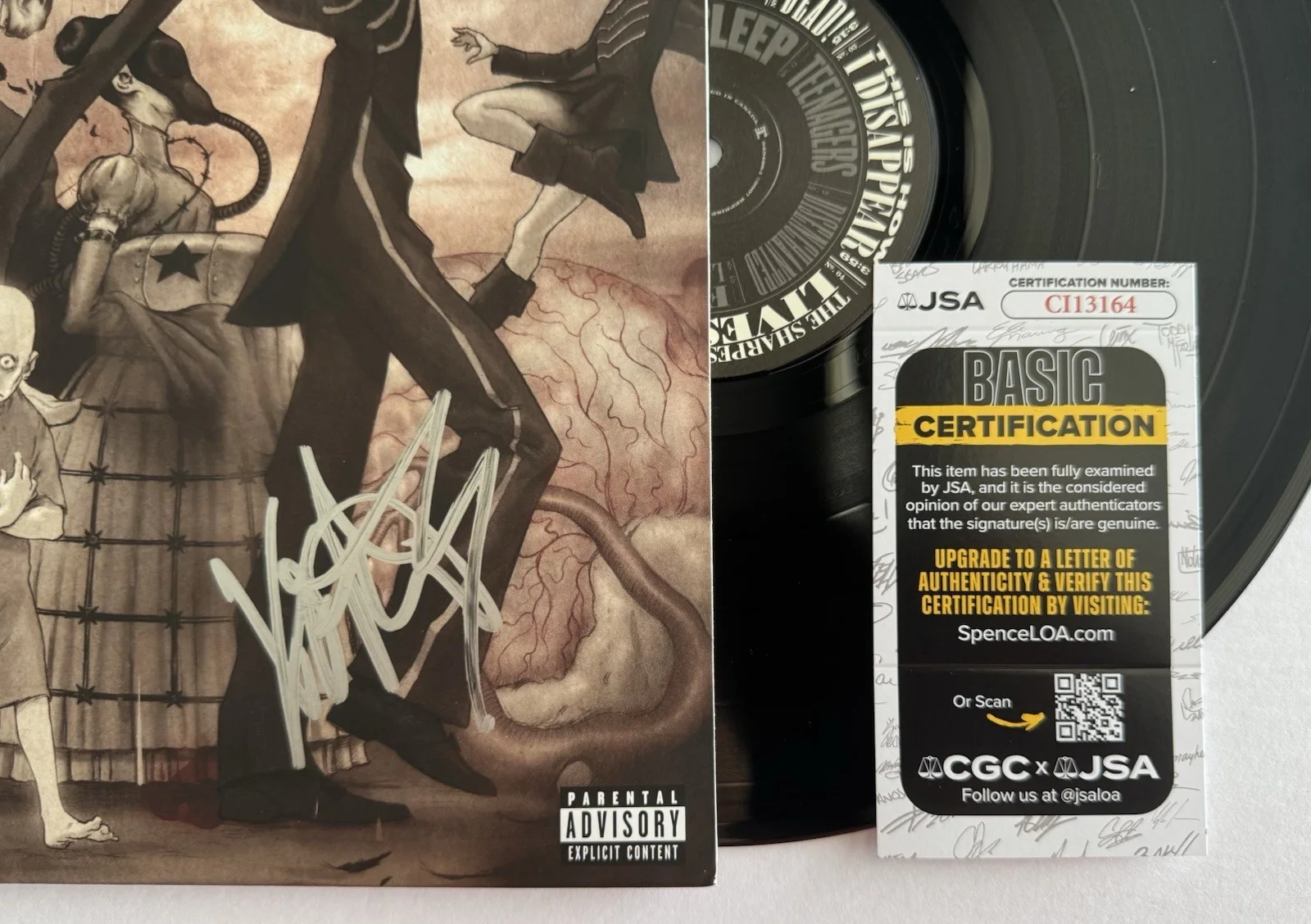 FRANK IERO SIGNED AUTOGRAPHED "THE BLACK PARADE" VINYL ALBUM LP +JSA COA., image 3