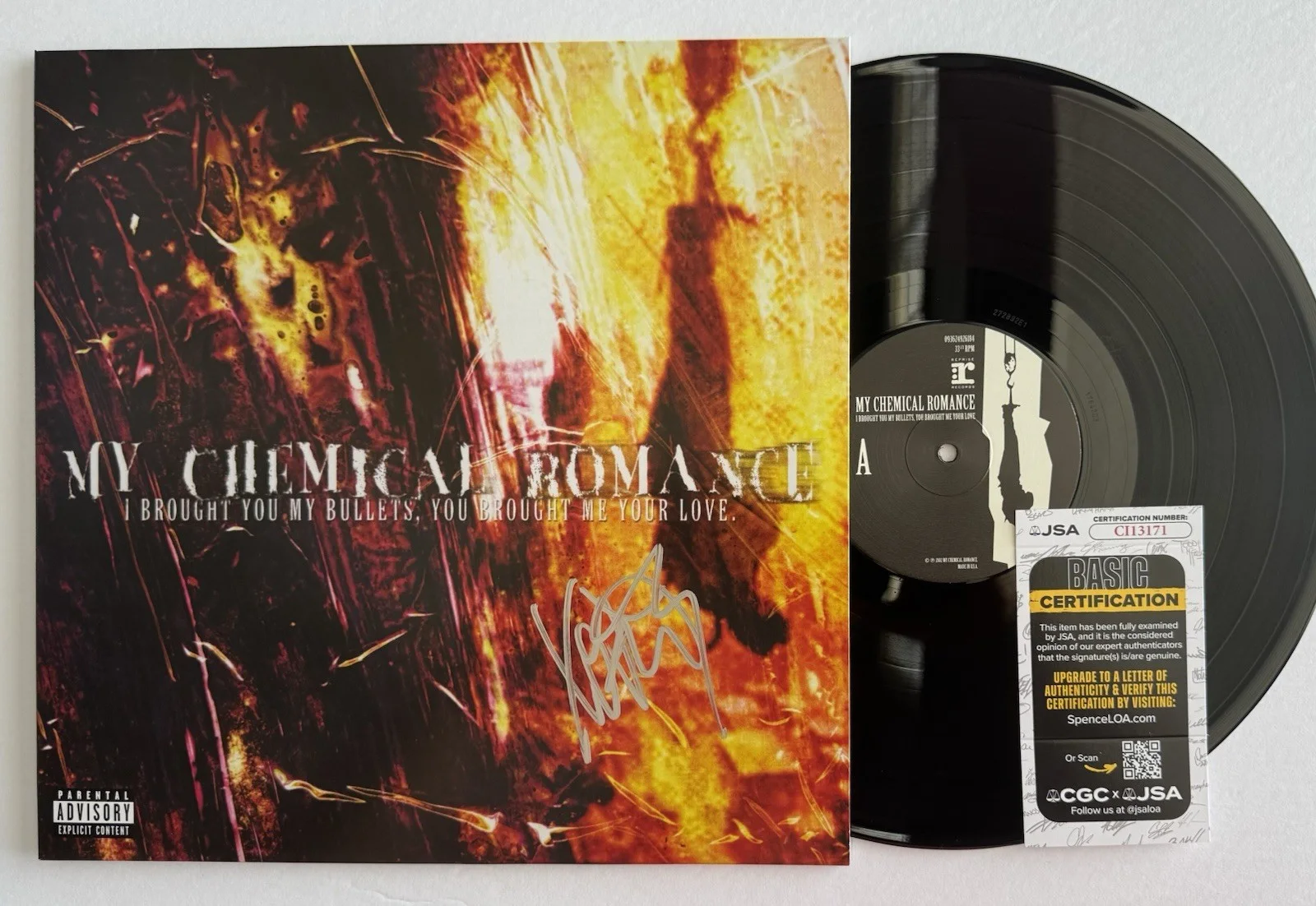 FRANK IERO SIGNED AUTOGRAPHED "I BROUGHT YOU MY BULLETS" VINYL ALBUM LP JSA COA, image 2