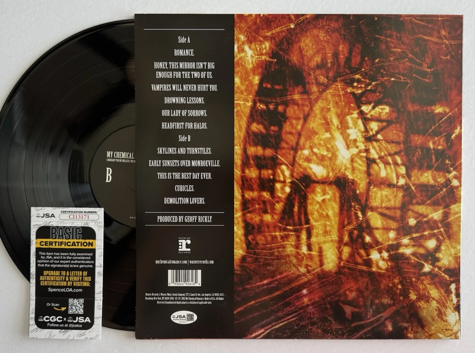 FRANK IERO SIGNED AUTOGRAPHED "I BROUGHT YOU MY BULLETS" VINYL ALBUM LP JSA COA, image 5