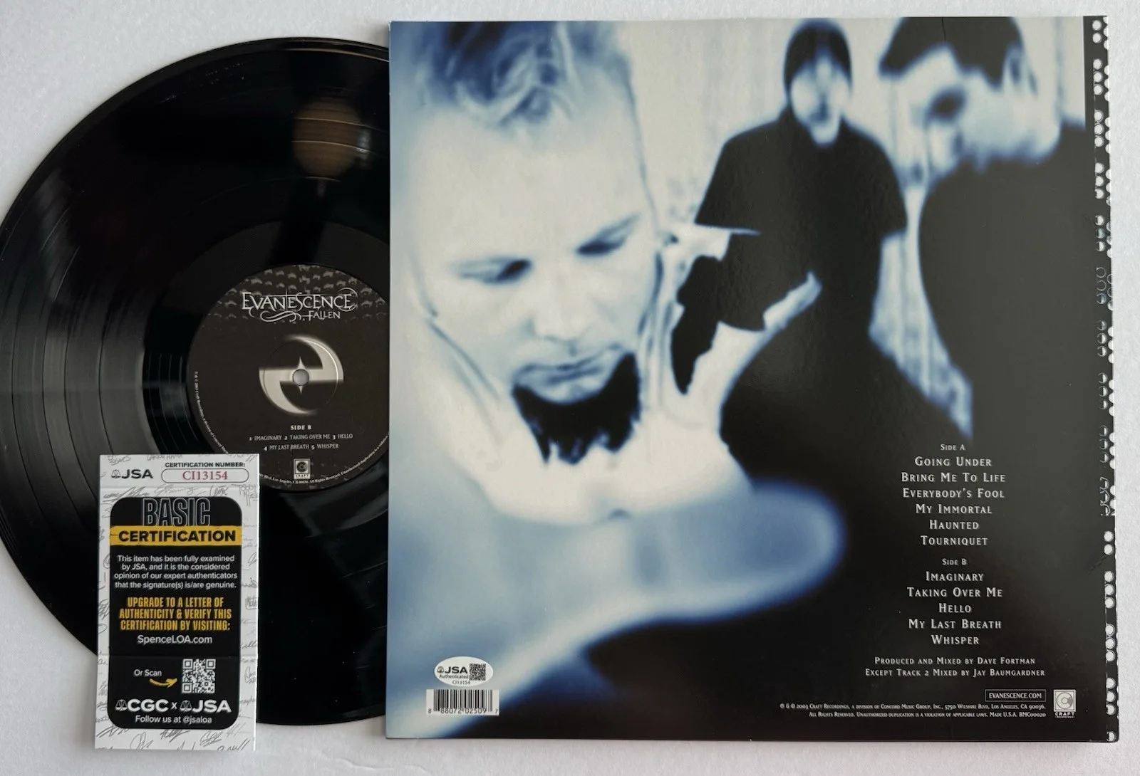 AMY LEE HAND SIGNED EVANESCENCE VINYL AUTOGRAPHED "THE FALLEN" WITH JSA COA., image 4