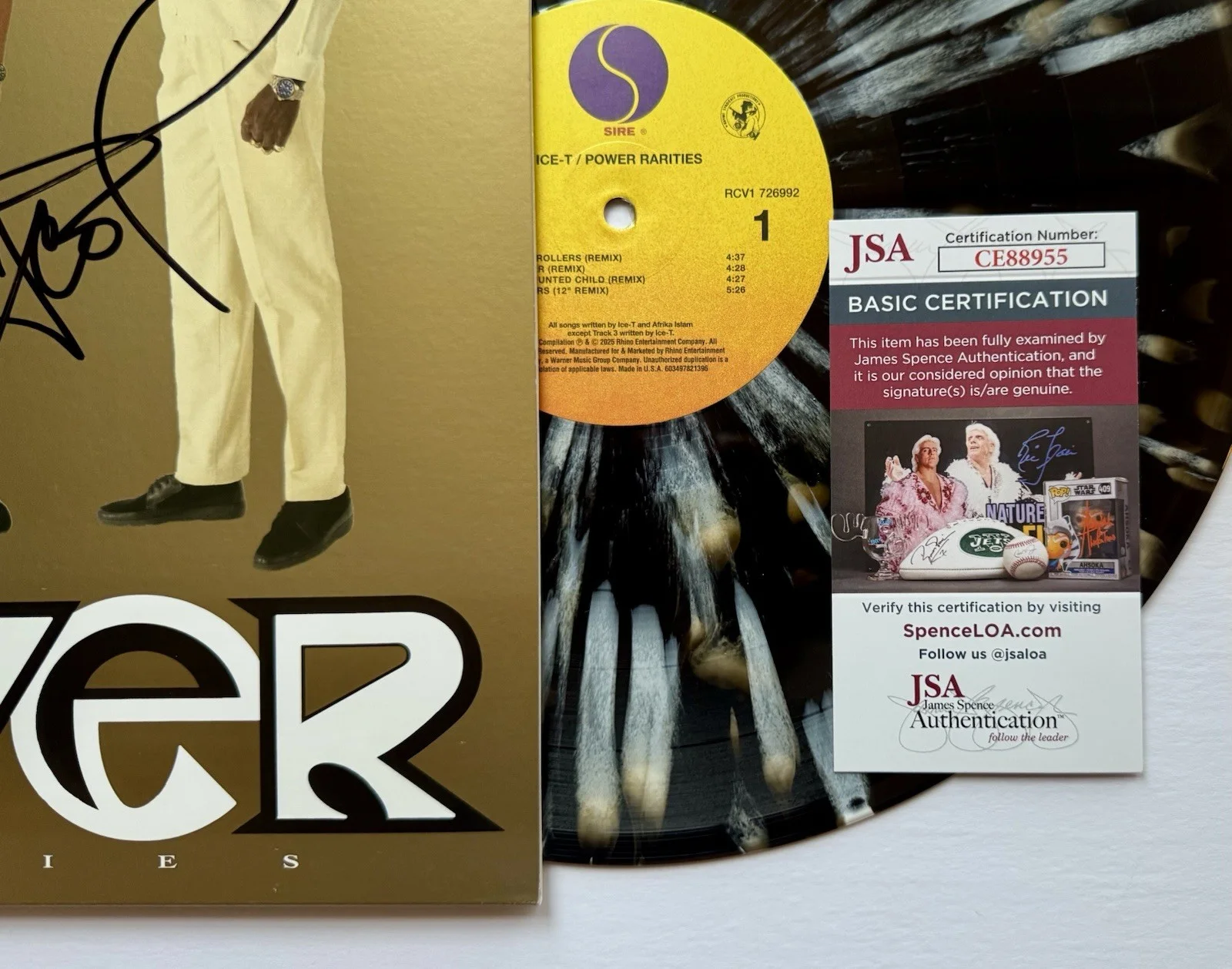 ICE-T HAND SIGNED AUTOGRAPHED "POWER" GOLD COVER VINYL ALBUM LP +JSA COA., image 3