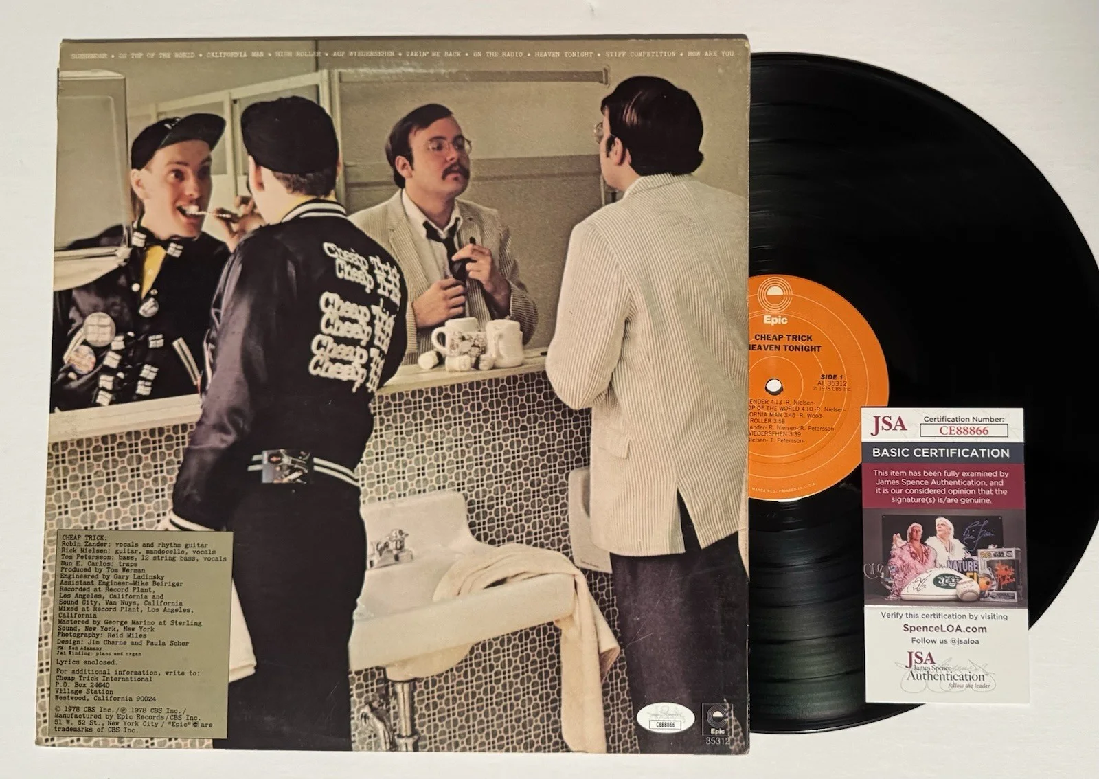 CHEAP TRICK ROBIN, RICK & TOM HAND SIGNED AUTOGRAPHED VINYL ALBUM LP +JSA COA., изображение 4