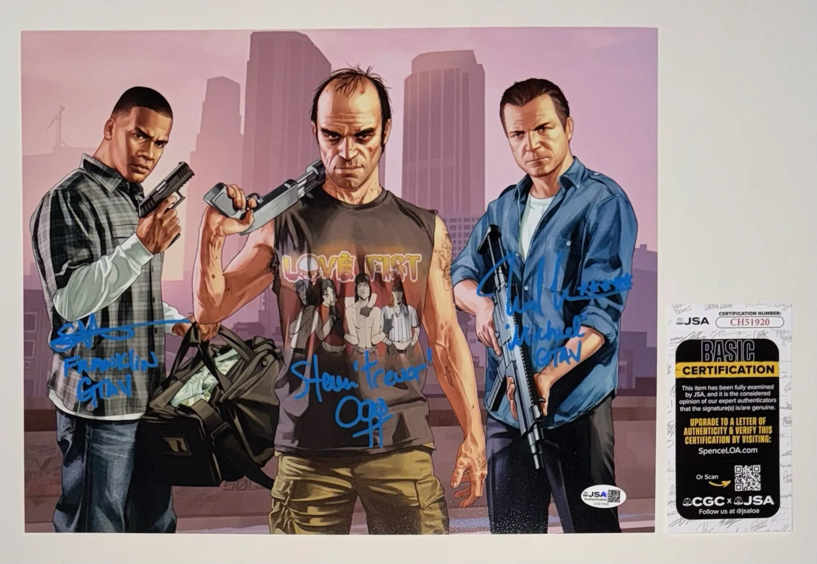 NED LUKE, SHAWN FONTENO & STEVEN OGG — NED LUKE, SHAWN FONTENO & STEVEN OGG SIGNED AUTOGRAPH "GTA" 11X14 PHOTO JSA COA.