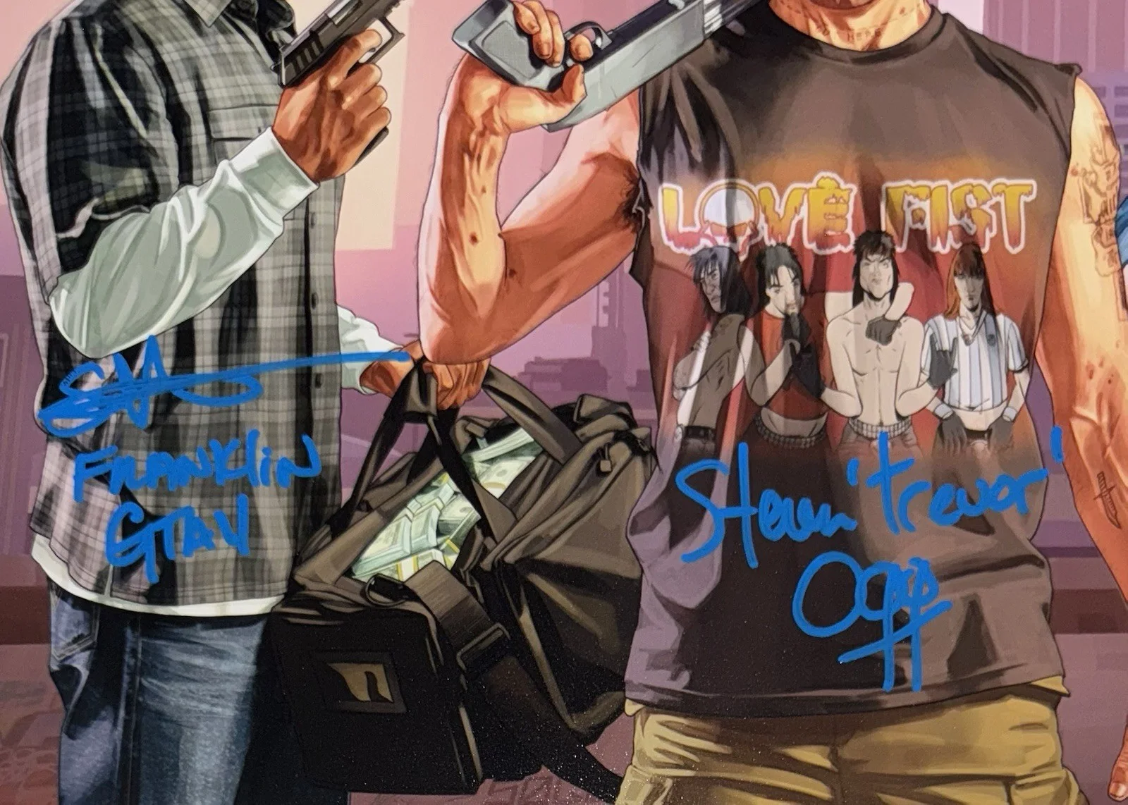 NED LUKE, SHAWN FONTENO, STEVEN OGG — NED LUKE, SHAWN FONTENO & STEVEN OGG SIGNED AUTOGRAPH "GTA" 11X14 PHOTO JSA COA., изображение 2