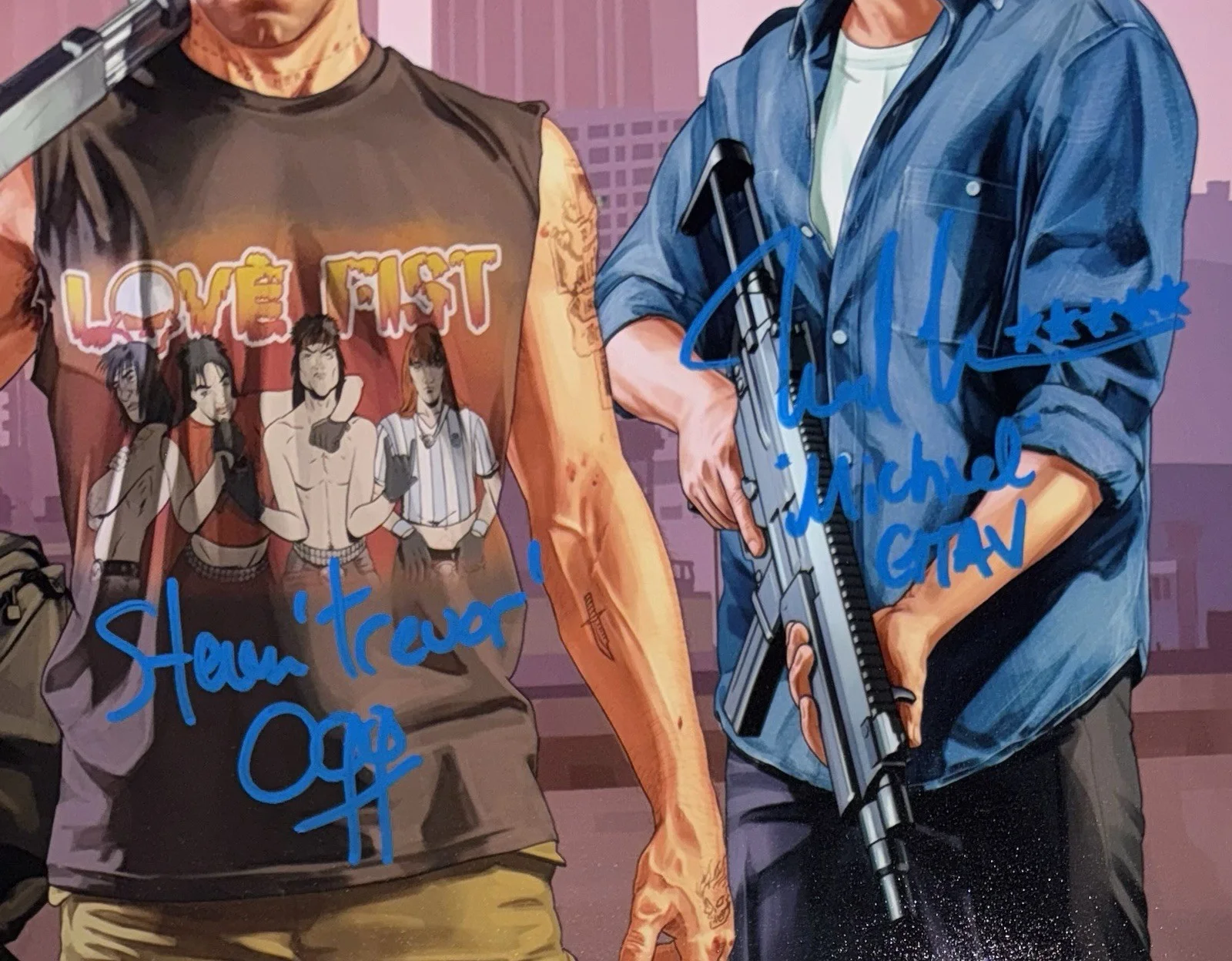 NED LUKE, SHAWN FONTENO, STEVEN OGG — NED LUKE, SHAWN FONTENO & STEVEN OGG SIGNED AUTOGRAPH "GTA" 11X14 PHOTO JSA COA., изображение 3