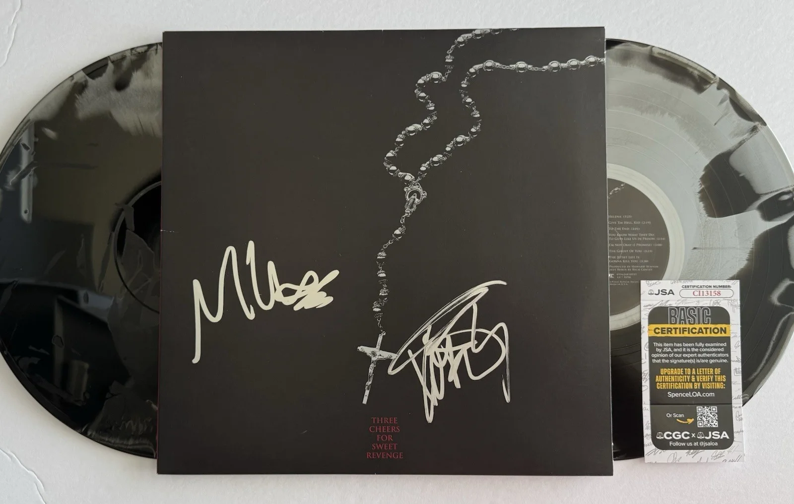 FRANK IERO & MIKEY WAY SIGNED AUTOGRAPHED "THREE CHEERS" VINYL ALBUM LP +JSA COA, изображение 2