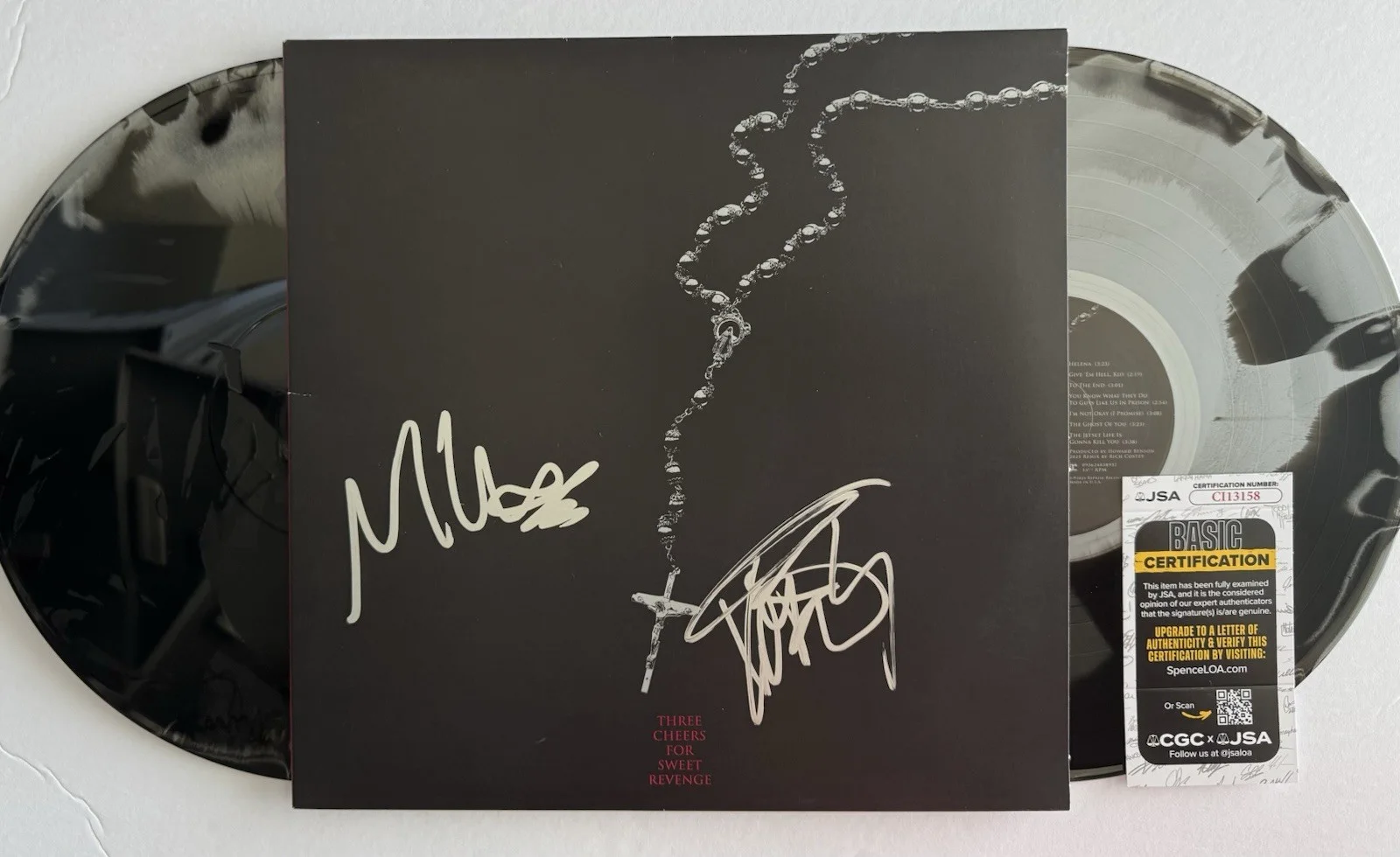 FRANK IERO & MIKEY WAY SIGNED AUTOGRAPHED "THREE CHEERS" VINYL ALBUM LP +JSA COA, изображение 3