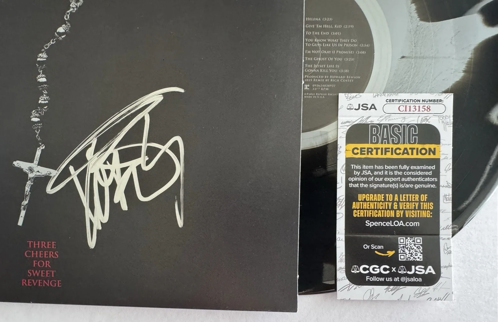 FRANK IERO & MIKEY WAY SIGNED AUTOGRAPHED "THREE CHEERS" VINYL ALBUM LP +JSA COA, изображение 4